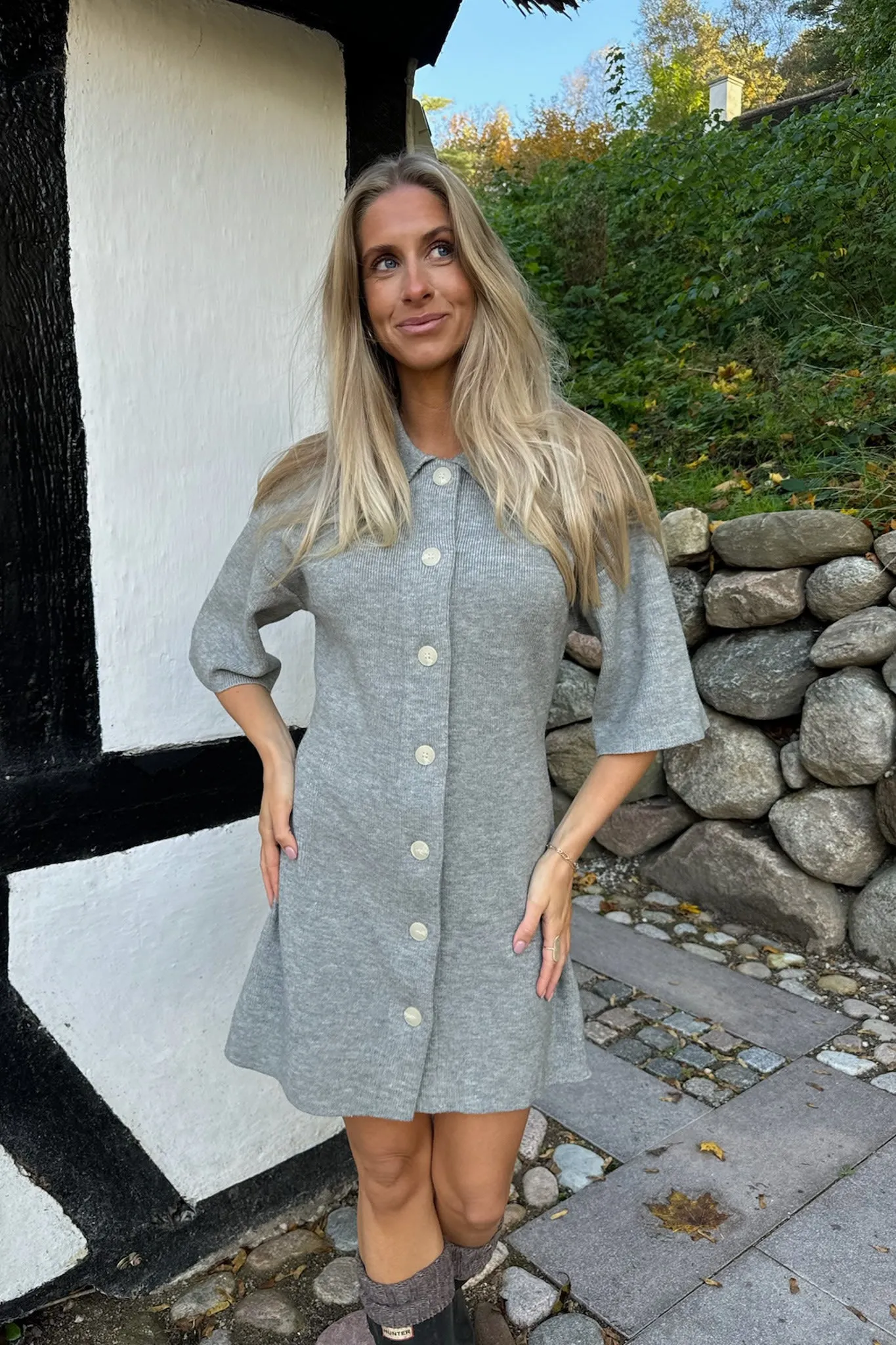 OliviaIC Strik Kjole - Grå