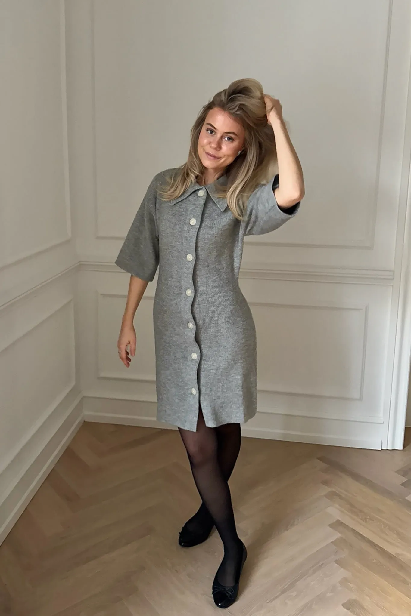 OliviaIC Strik Kjole - Grå