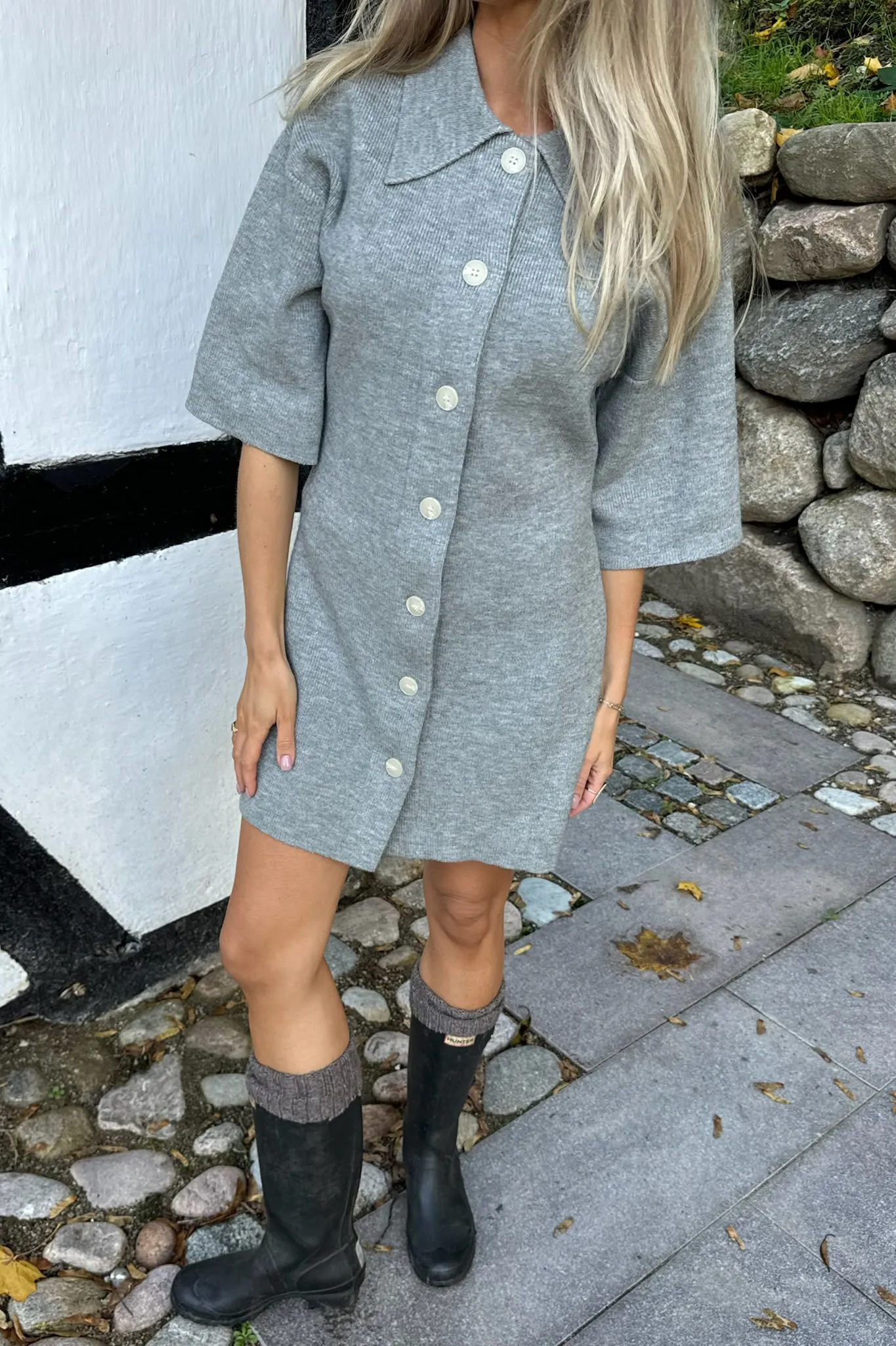 OliviaIC Strik Kjole - Grå