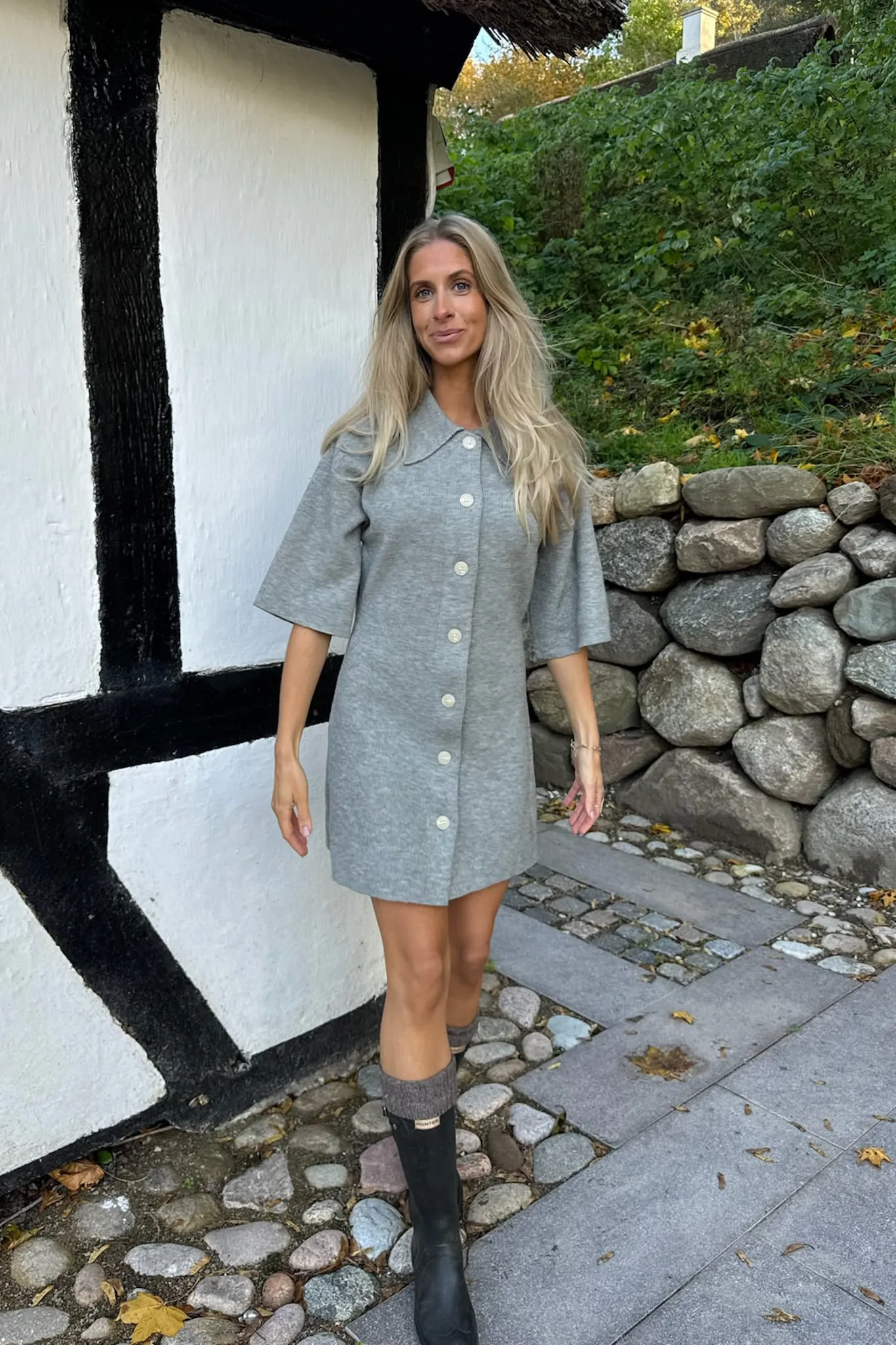 OliviaIC Strik Kjole - Grå