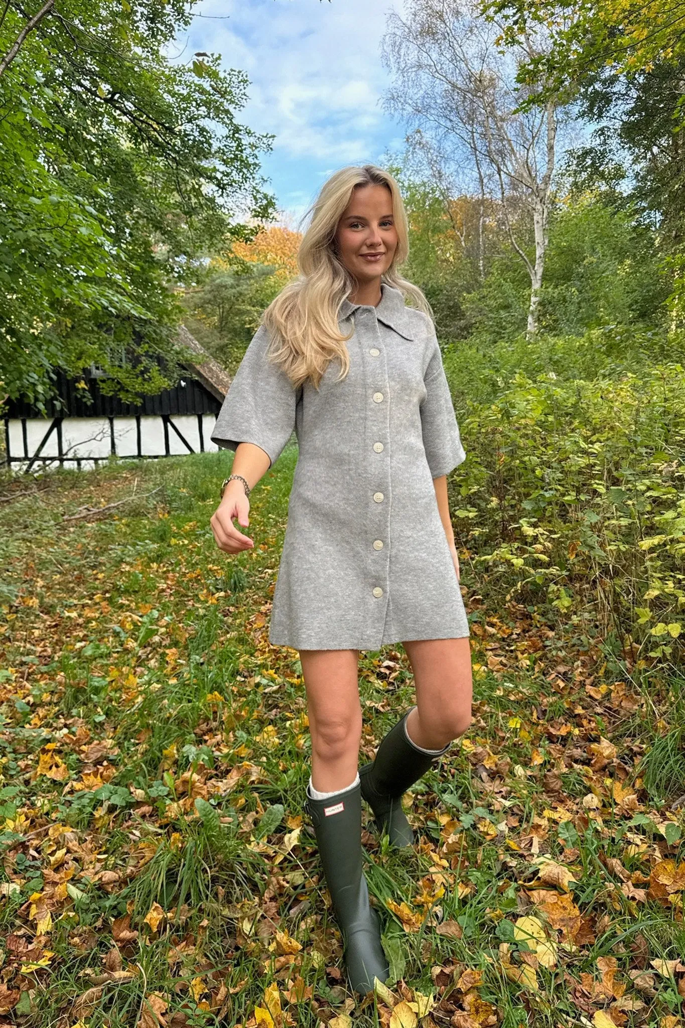 OliviaIC Strik Kjole - Grå
