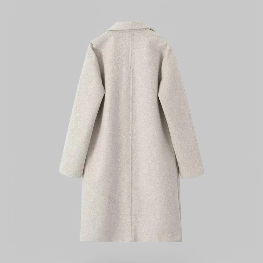 Open Stitch Lapel Collar Trench Coat