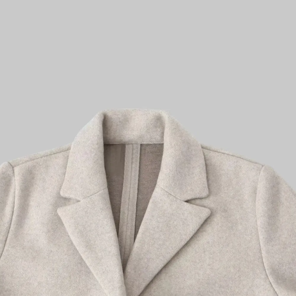 Open Stitch Lapel Collar Trench Coat