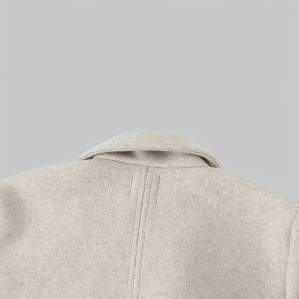Open Stitch Lapel Collar Trench Coat
