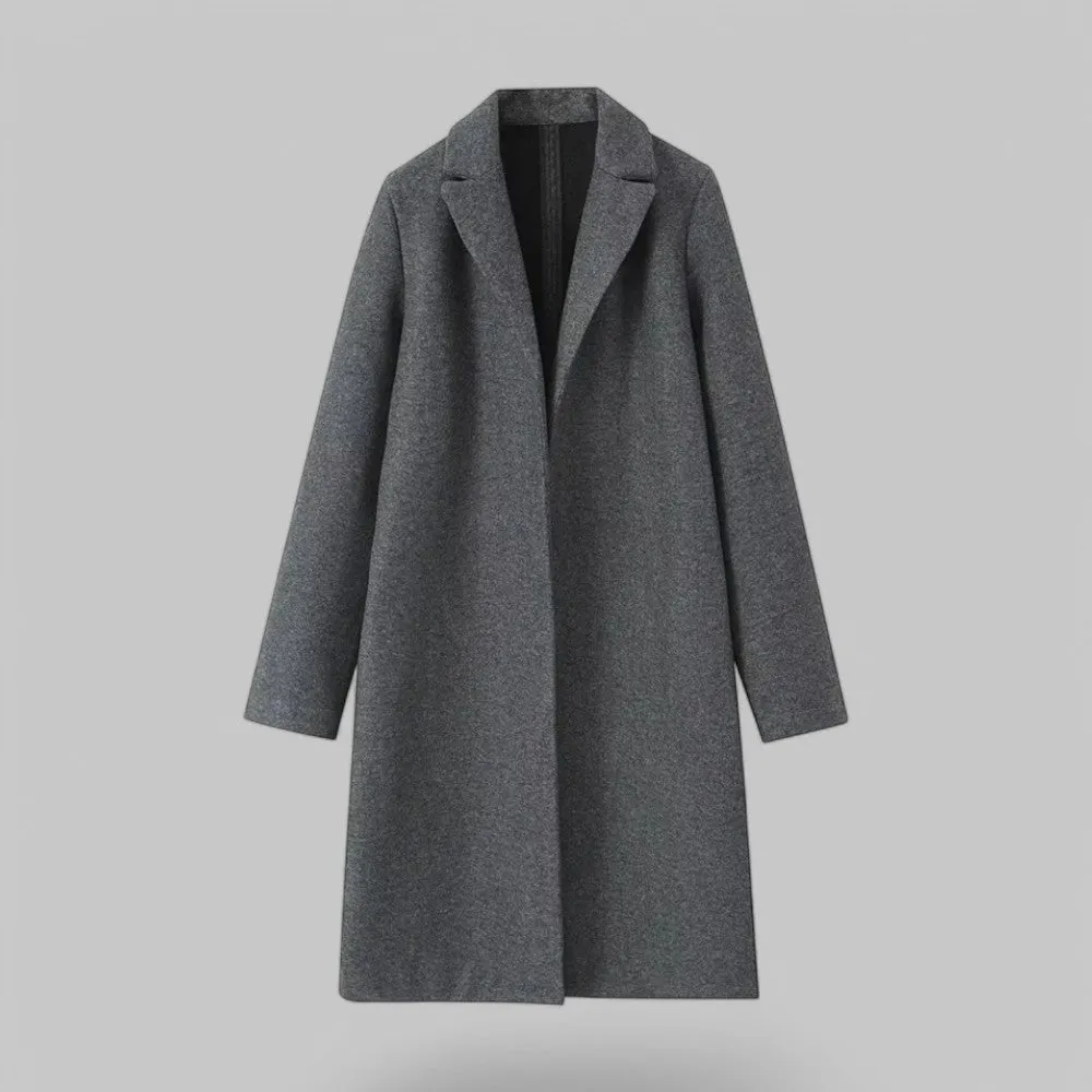 Open Stitch Lapel Collar Trench Coat