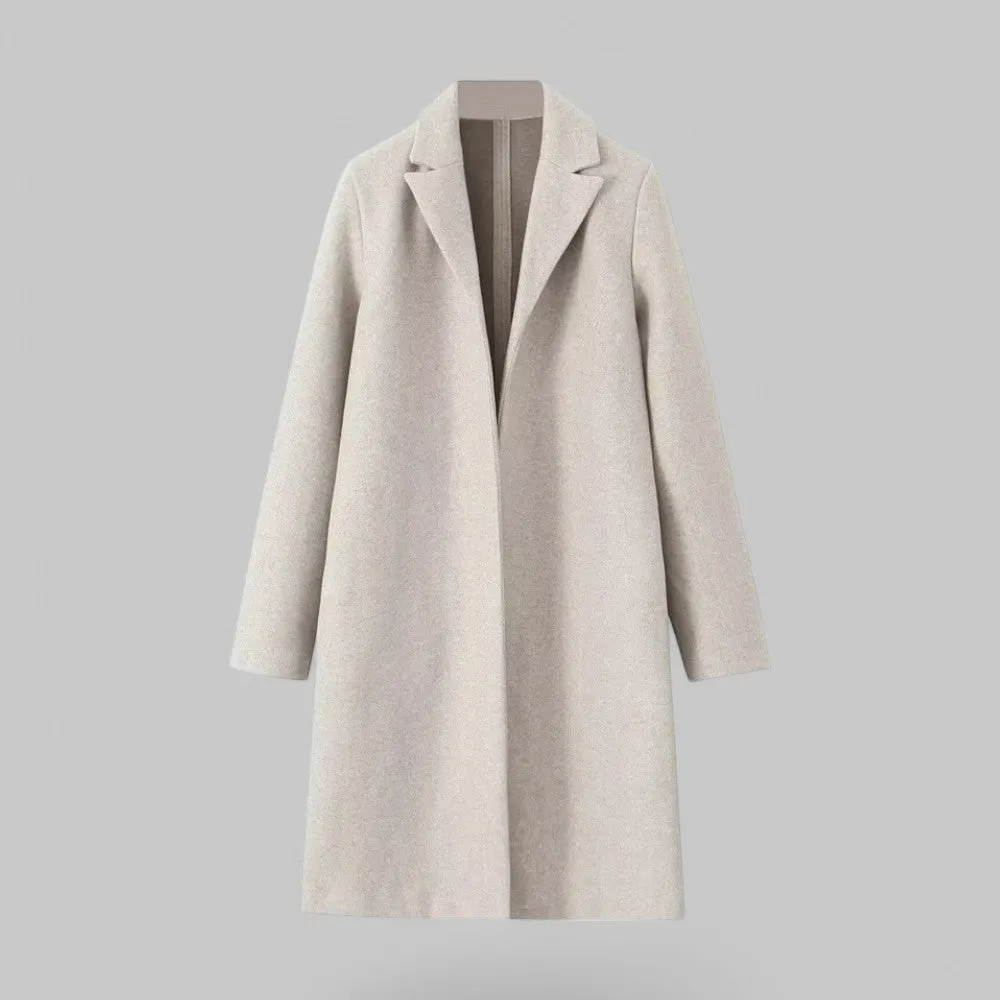 Open Stitch Lapel Collar Trench Coat