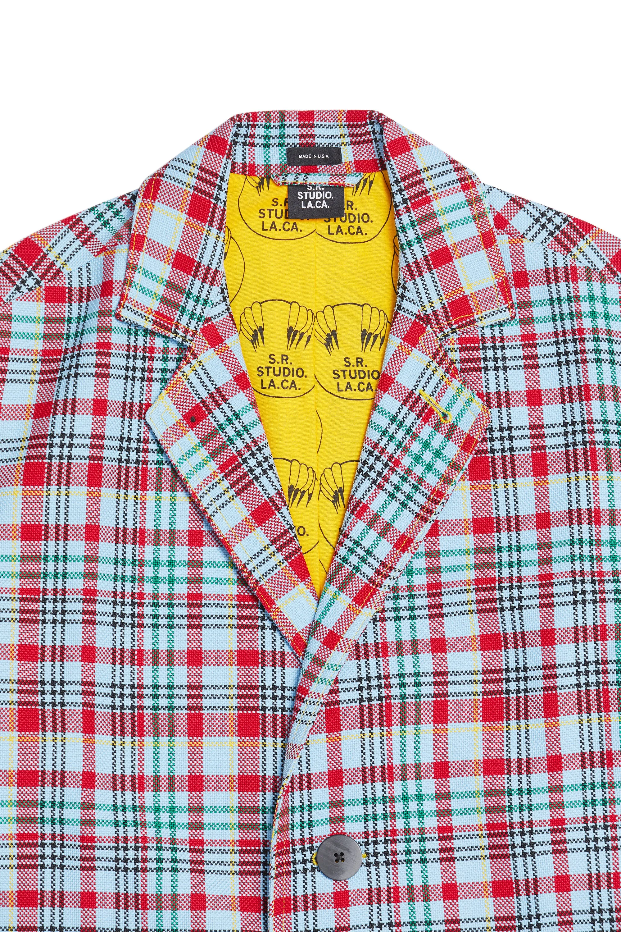 OPEN-WEAVE CHECK LONG TRENCH COAT