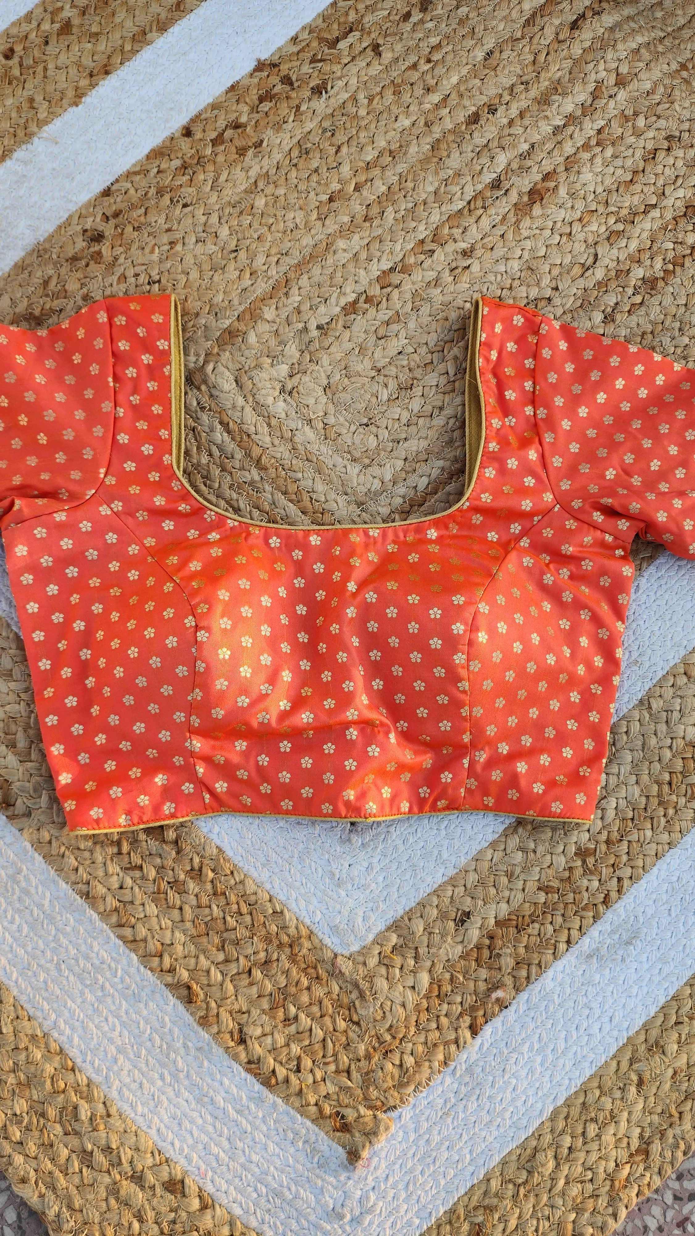Orange Brocade Blouse