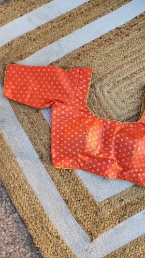 Orange Brocade Blouse