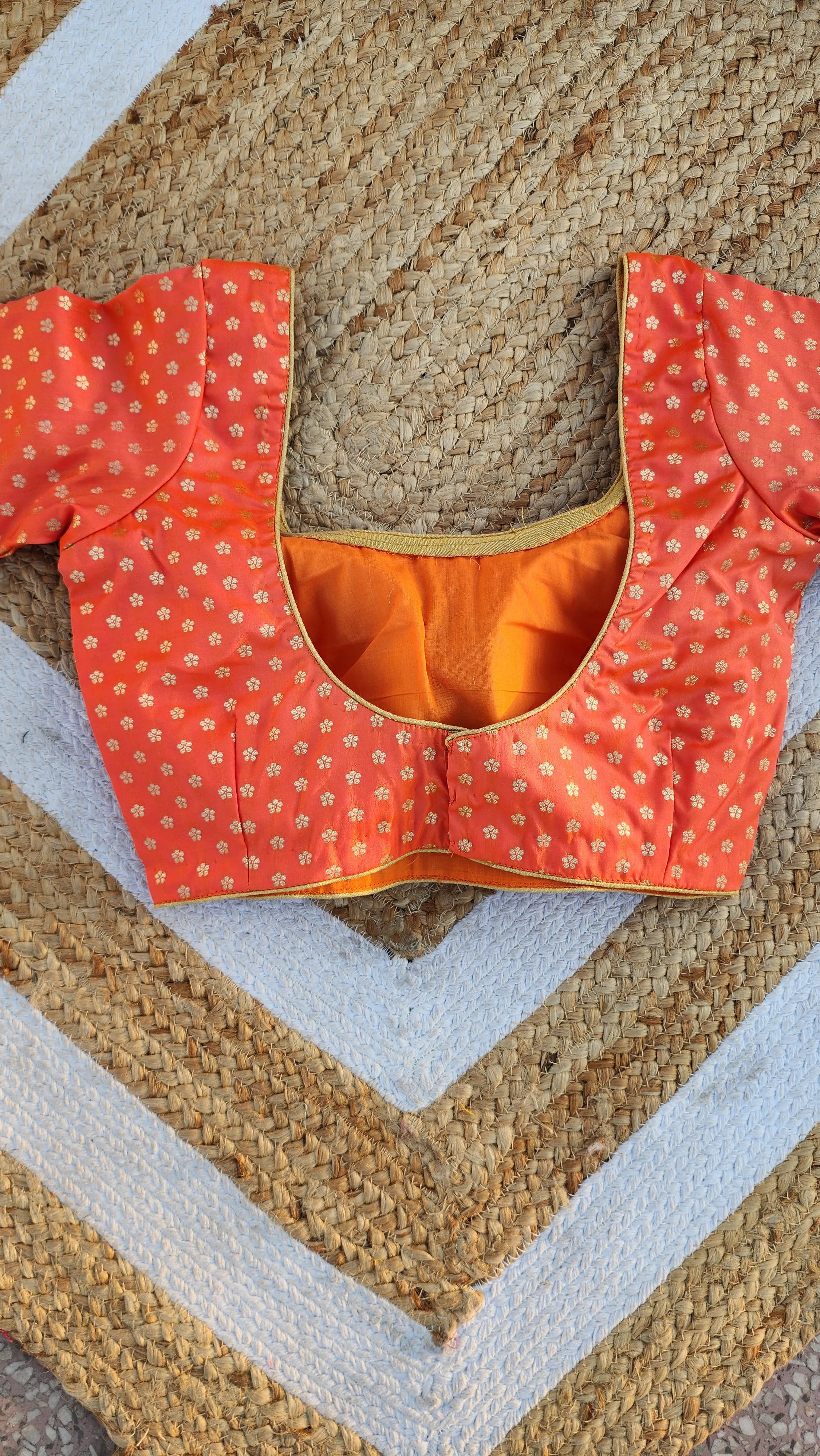 Orange Brocade Blouse