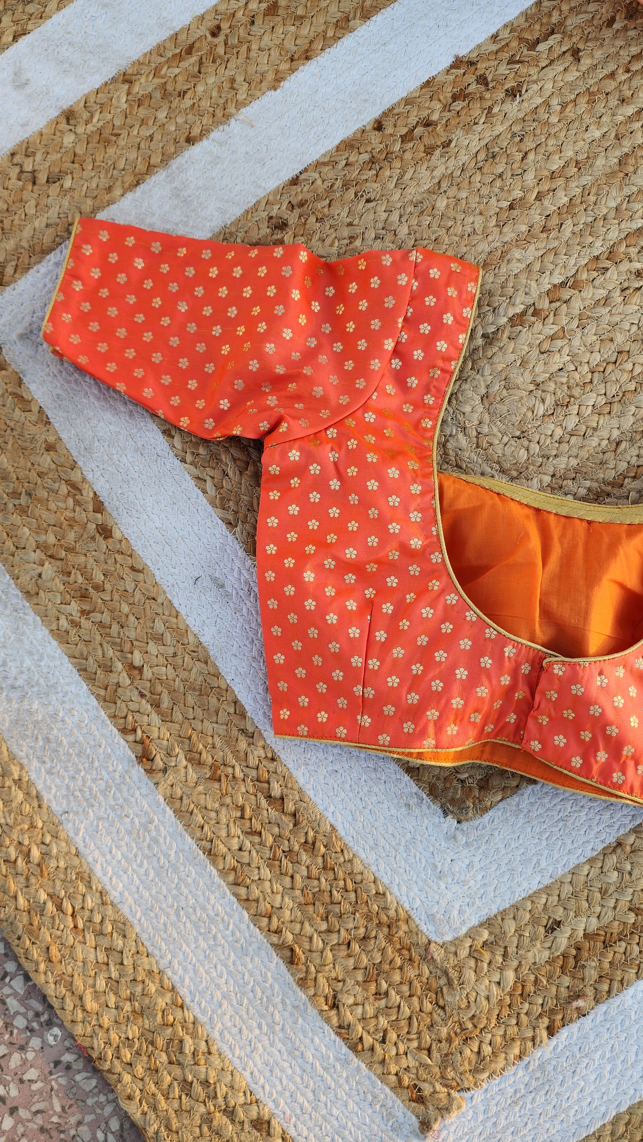 Orange Brocade Blouse