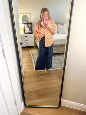 Orange Checkered Blouse
