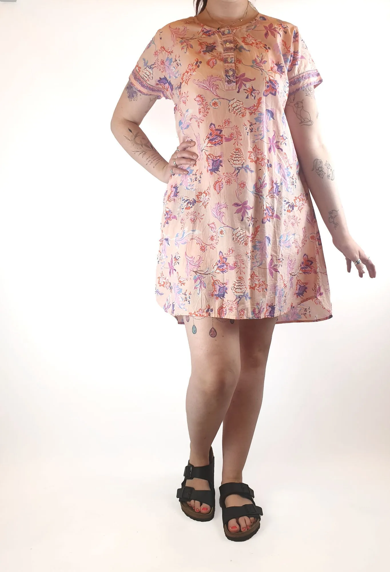 Orientique pink floral print dress size M / AU 12