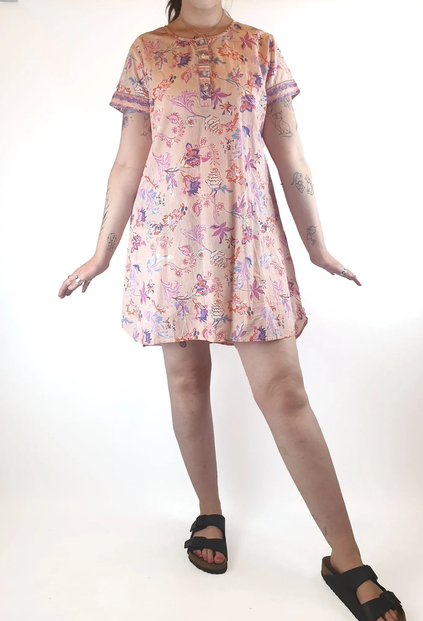 Orientique pink floral print dress size M / AU 12