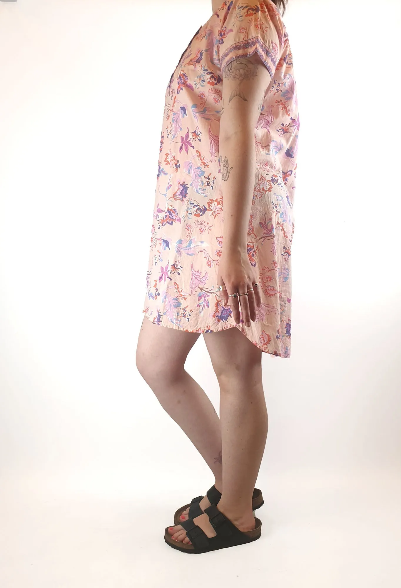Orientique pink floral print dress size M / AU 12