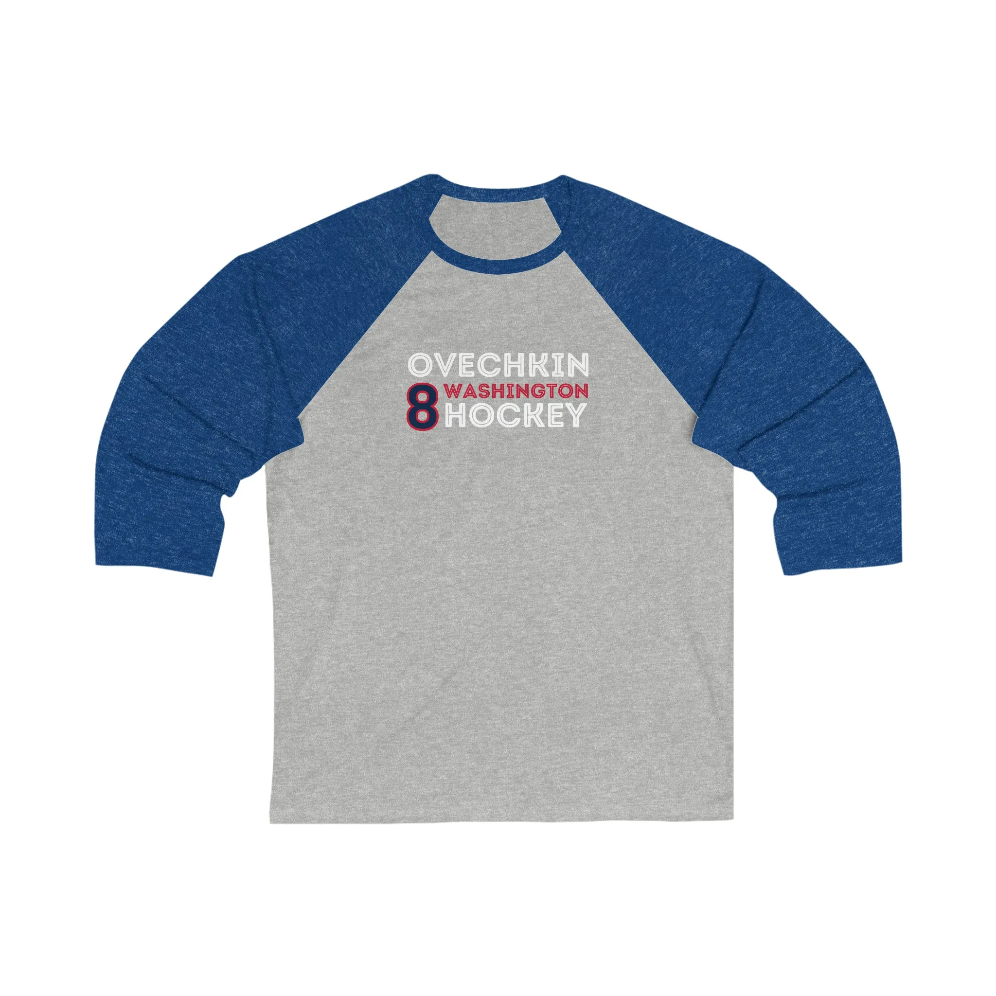 Ovechkin 8 Washington Hockey Grafitti Wall Design Unisex Tri-Blend 3/4 Sleeve Raglan Baseball Shirt