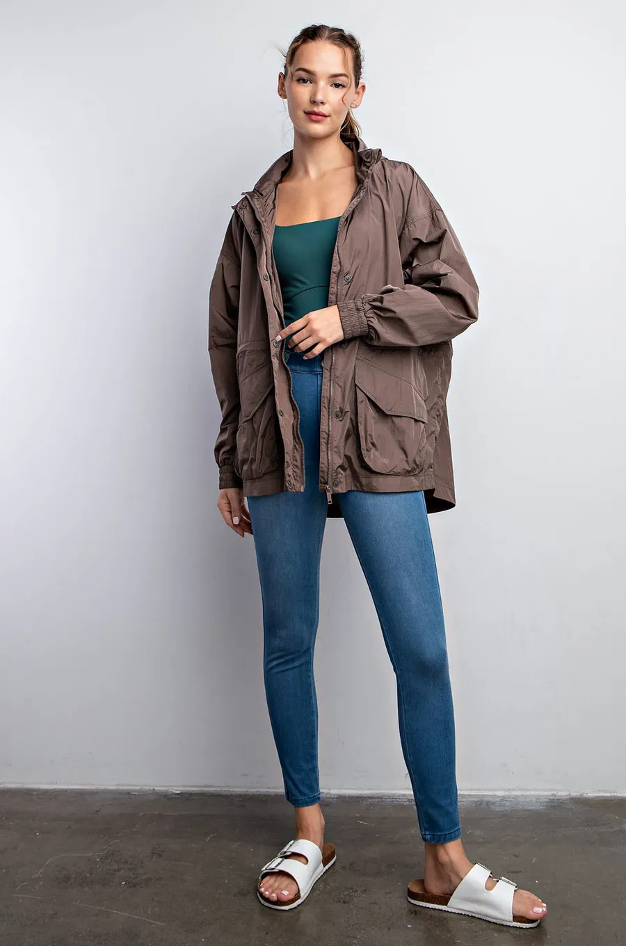 Parachute Windbreaker Jacket Brown