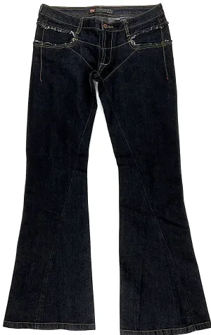 Parasuco Montreal.  Ergonomic Jeans Lycra/Denim Low Rise Flare Leg Thick Stitch