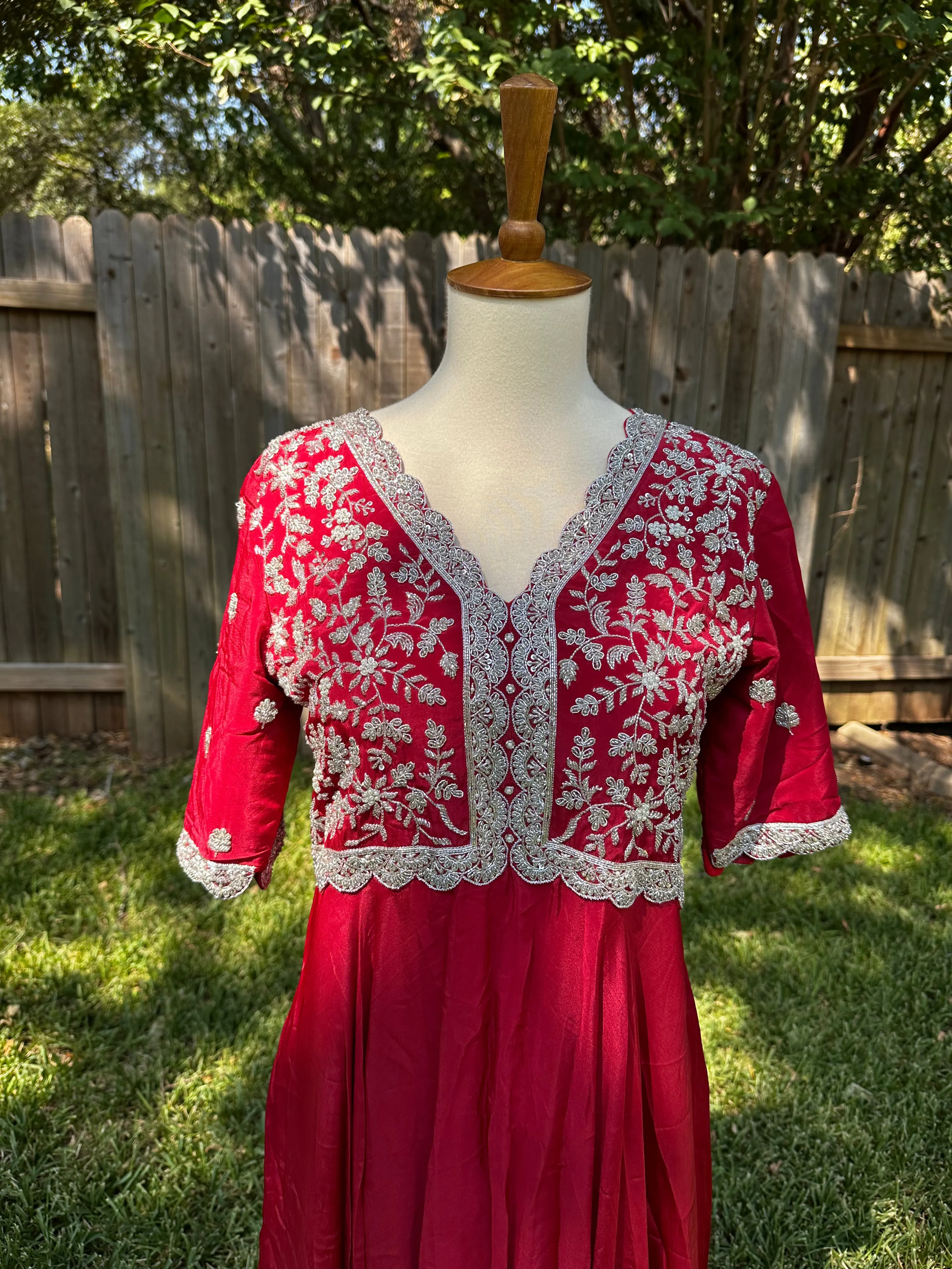 Party wear dress Long gown Red long gown - Indian Designer Dress Mehendi Dress Haldi Dress