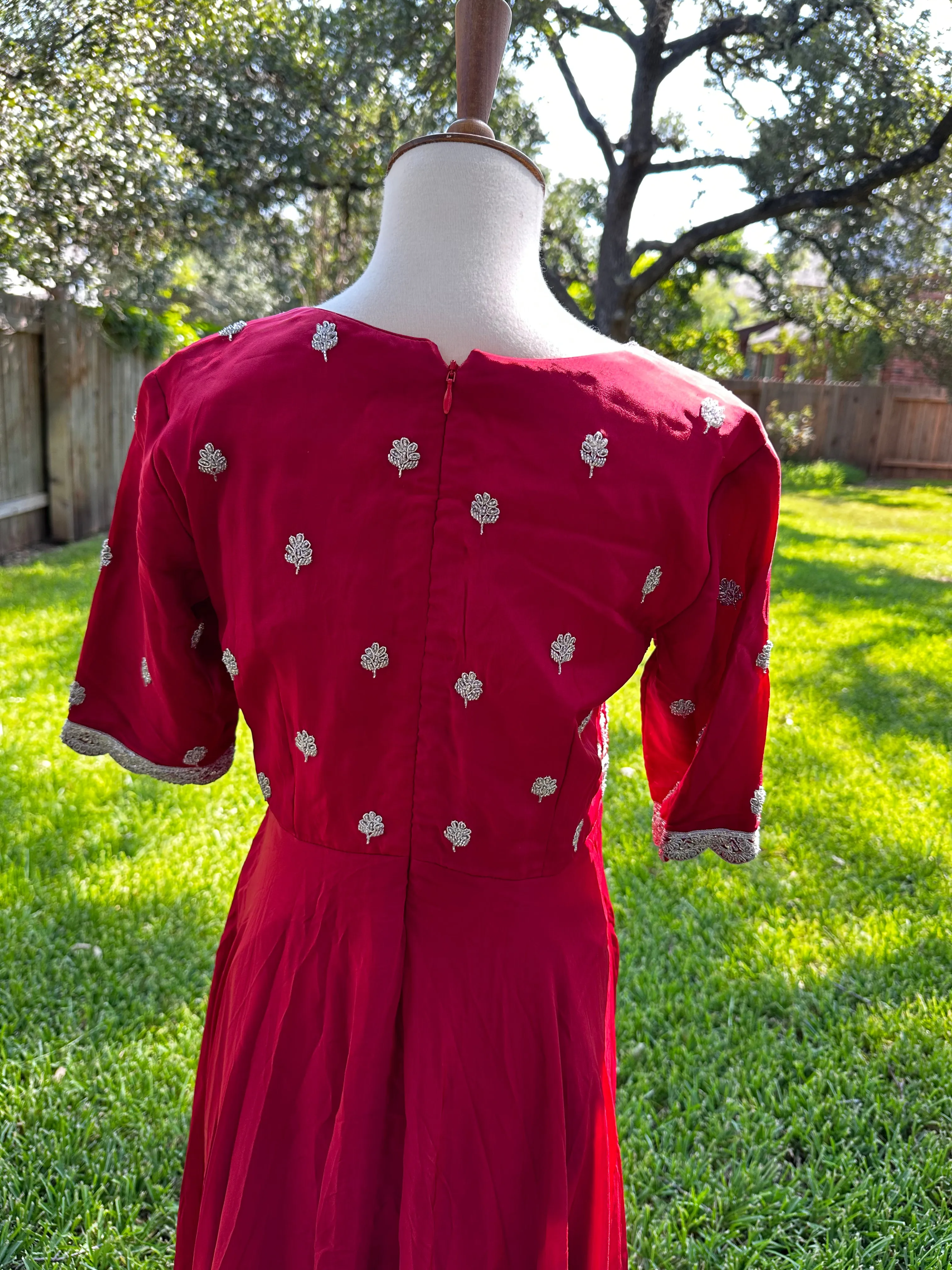 Party wear dress Long gown Red long gown - Indian Designer Dress Mehendi Dress Haldi Dress