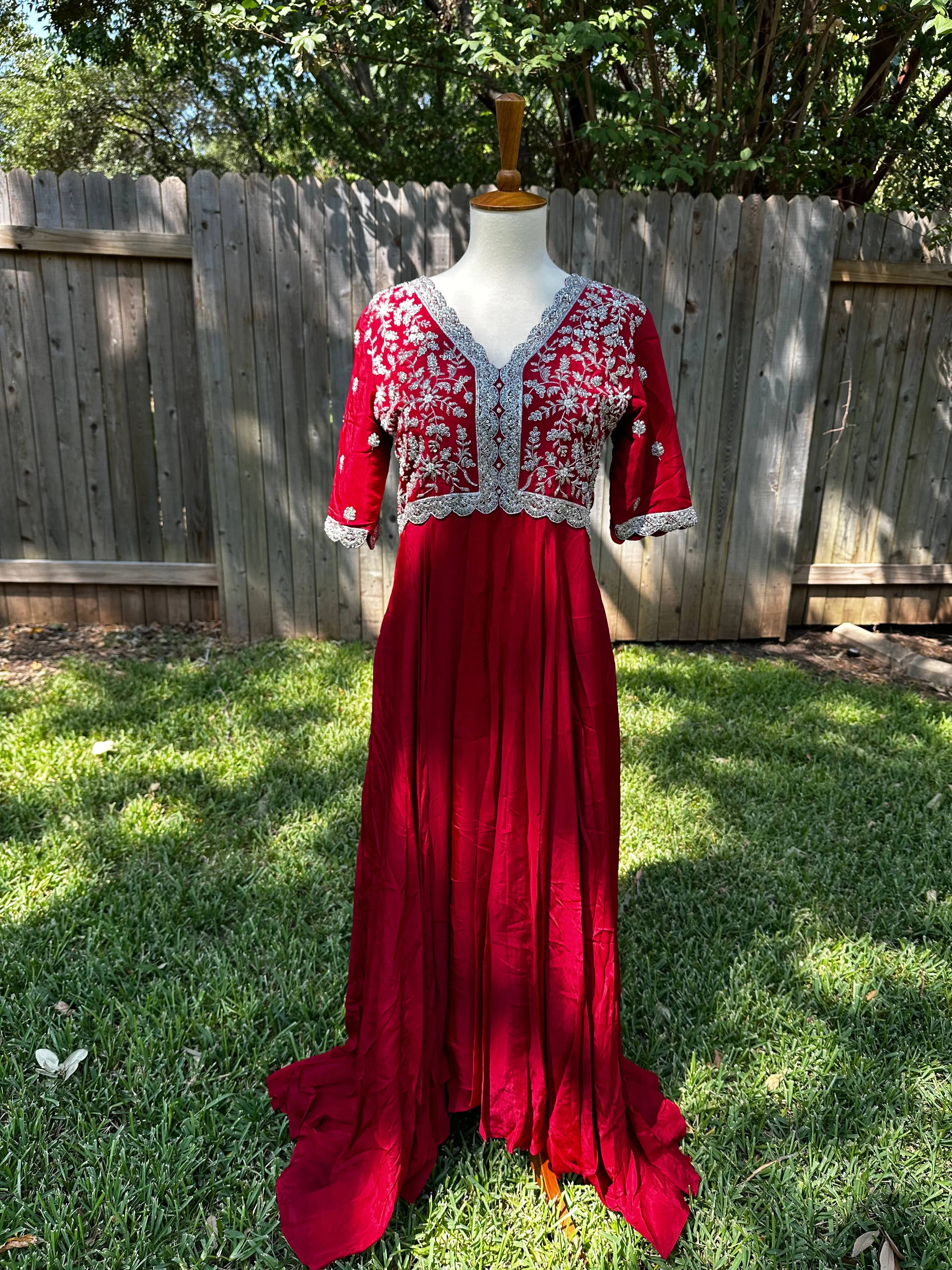 Party wear dress Long gown Red long gown - Indian Designer Dress Mehendi Dress Haldi Dress