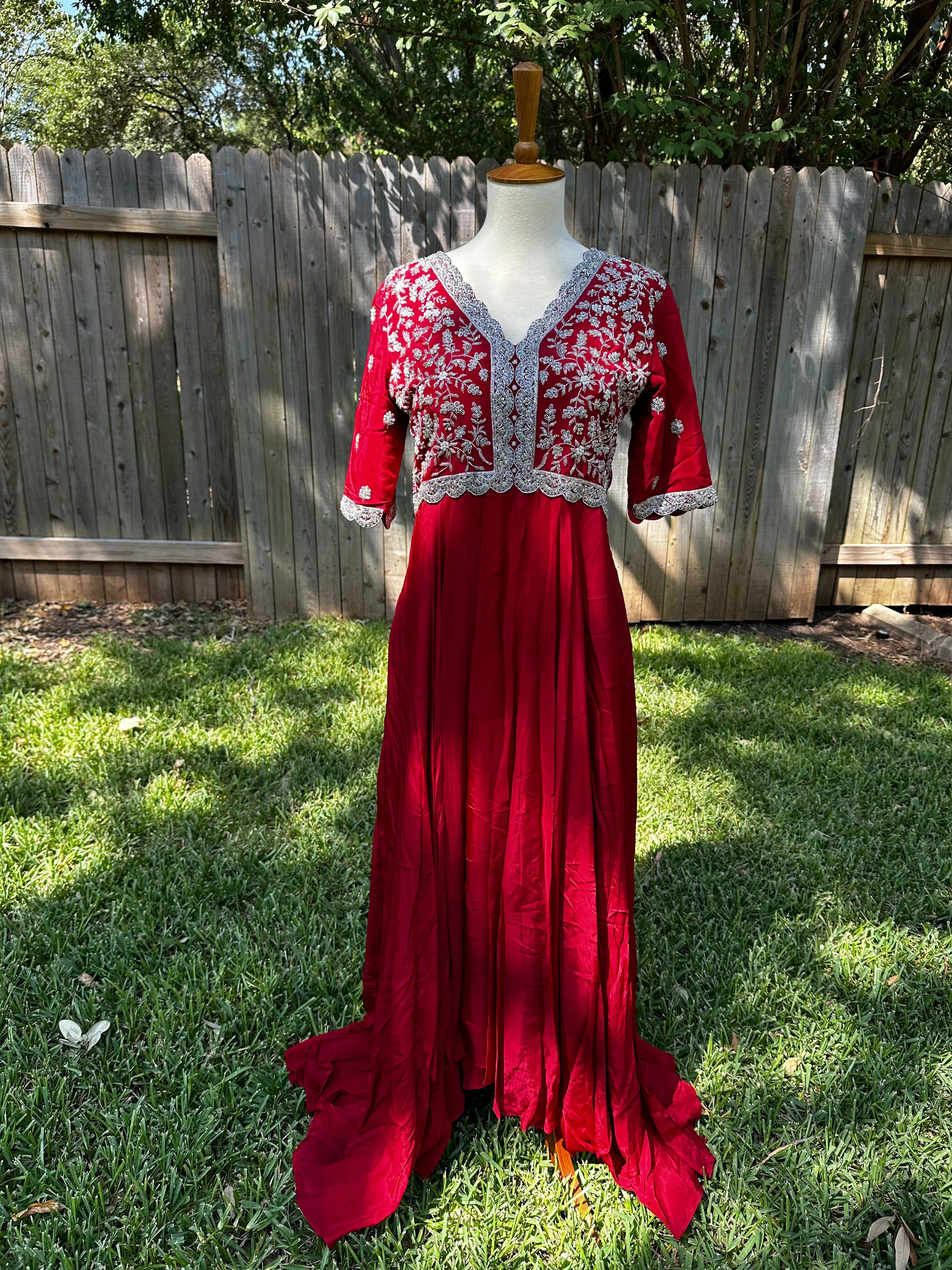 Party wear dress Long gown Red long gown - Indian Designer Dress Mehendi Dress Haldi Dress