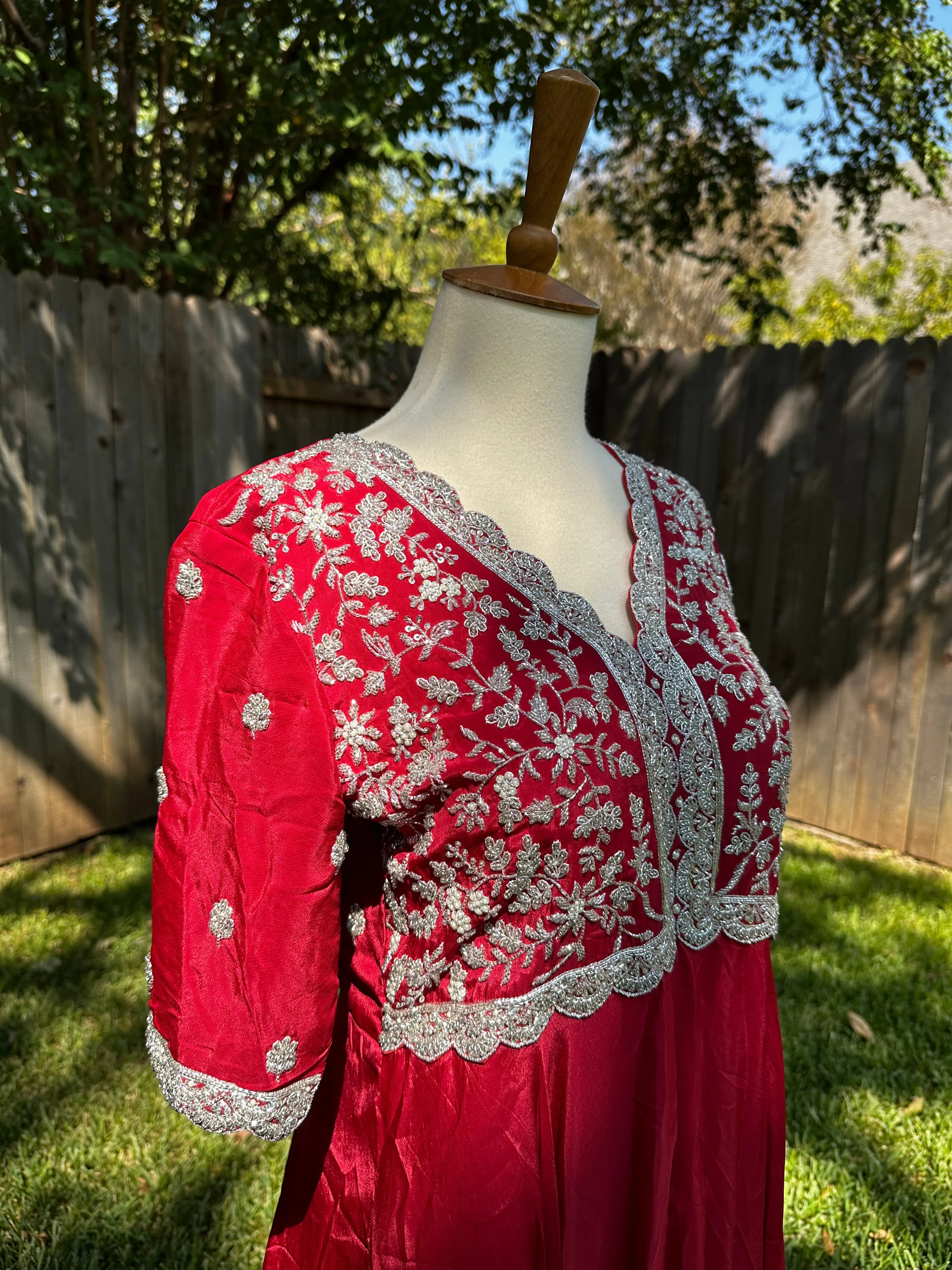 Party wear dress Long gown Red long gown - Indian Designer Dress Mehendi Dress Haldi Dress