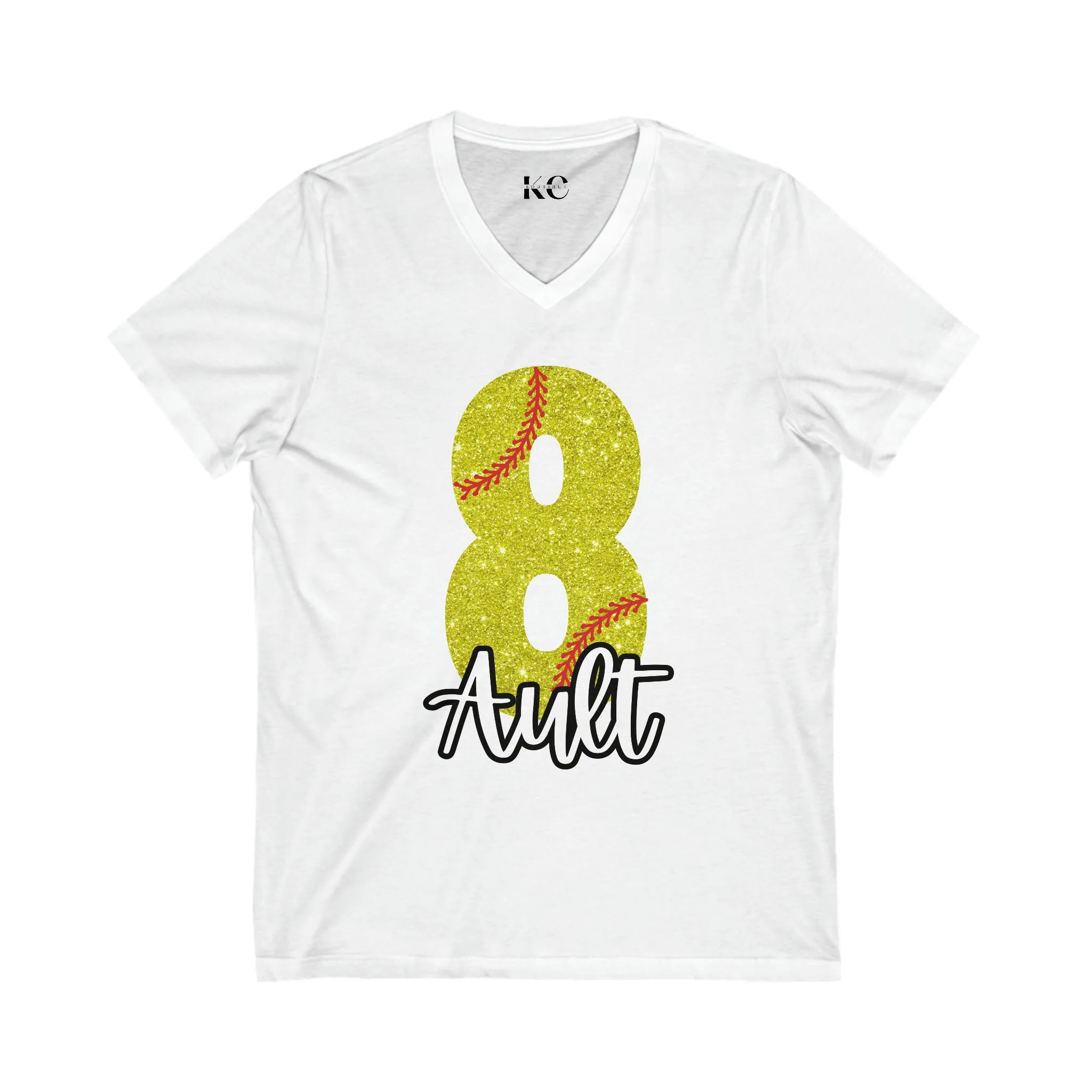 PERSONALIZED - Softball Name/Number V-Neck Short Sleeve Tee