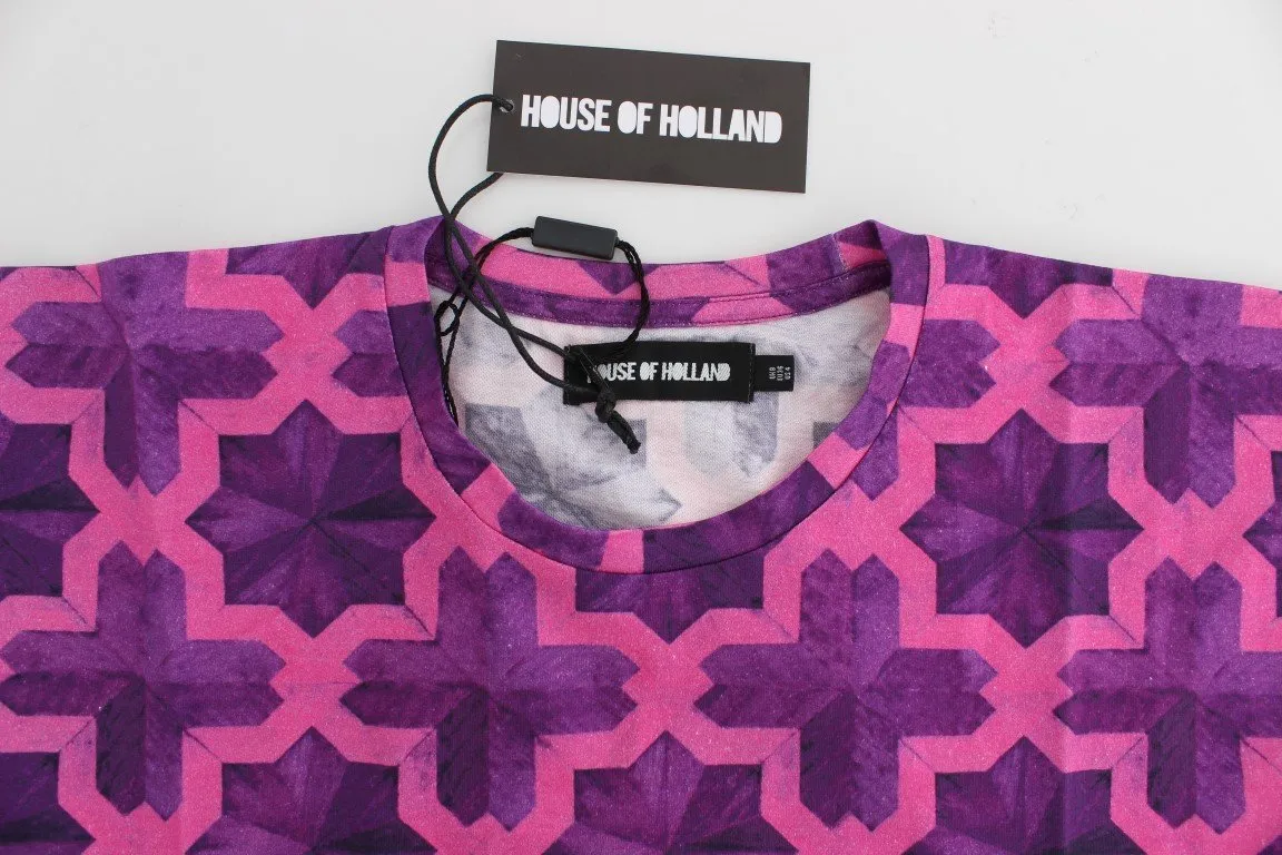 Pink Purple Cotton Motive T-shirt