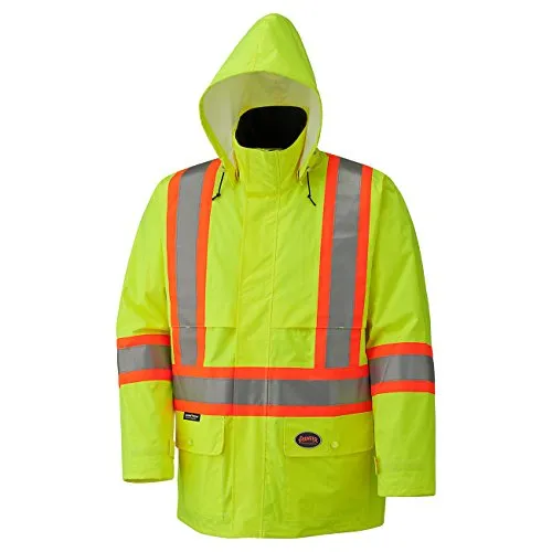 Pioneer V1090160 Lightweight Hi-Viz Safety Rain Jacket, Comfort Fit