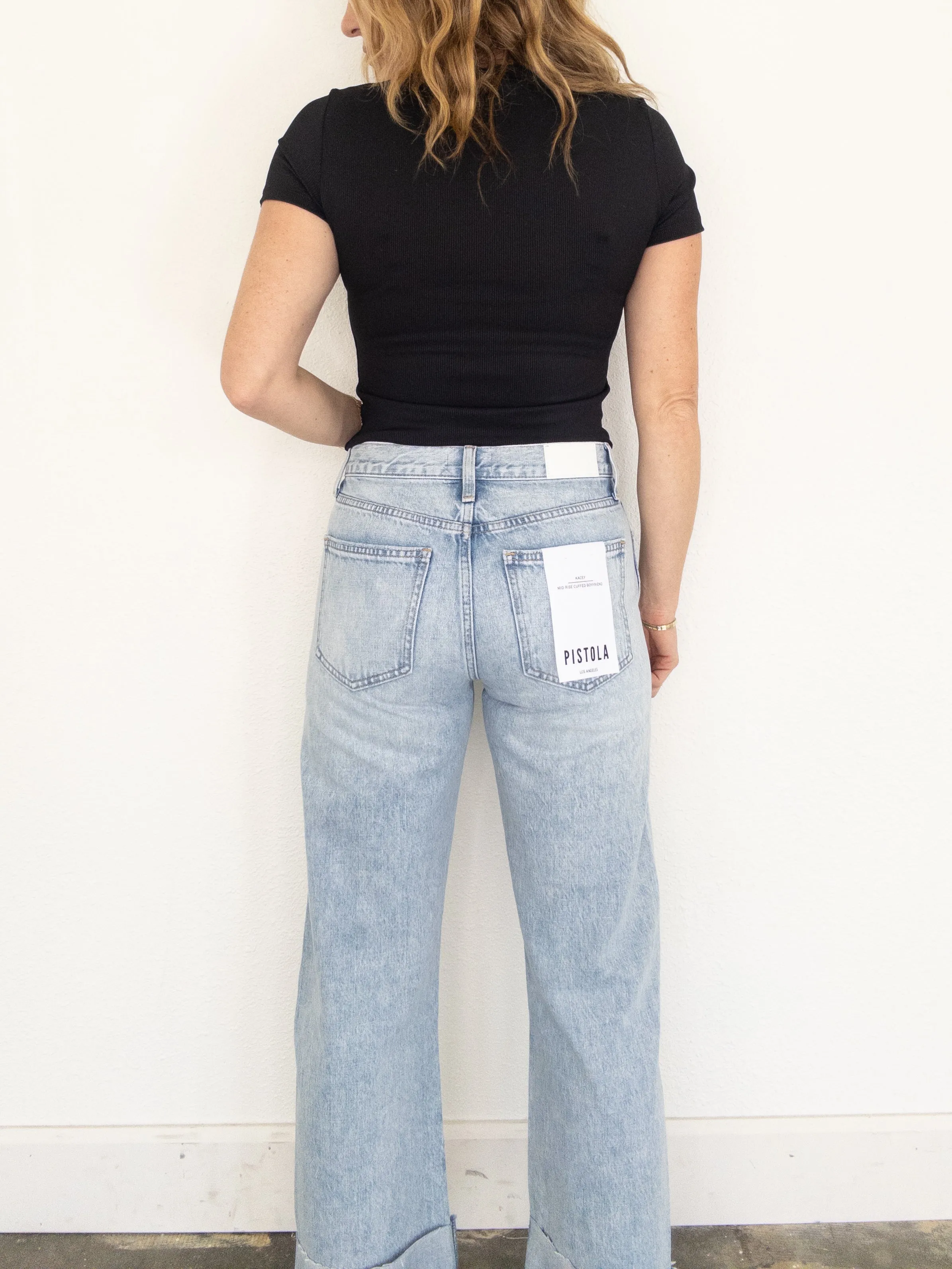 Pistola Kacey Mid Rise Cuffed Straight Jean