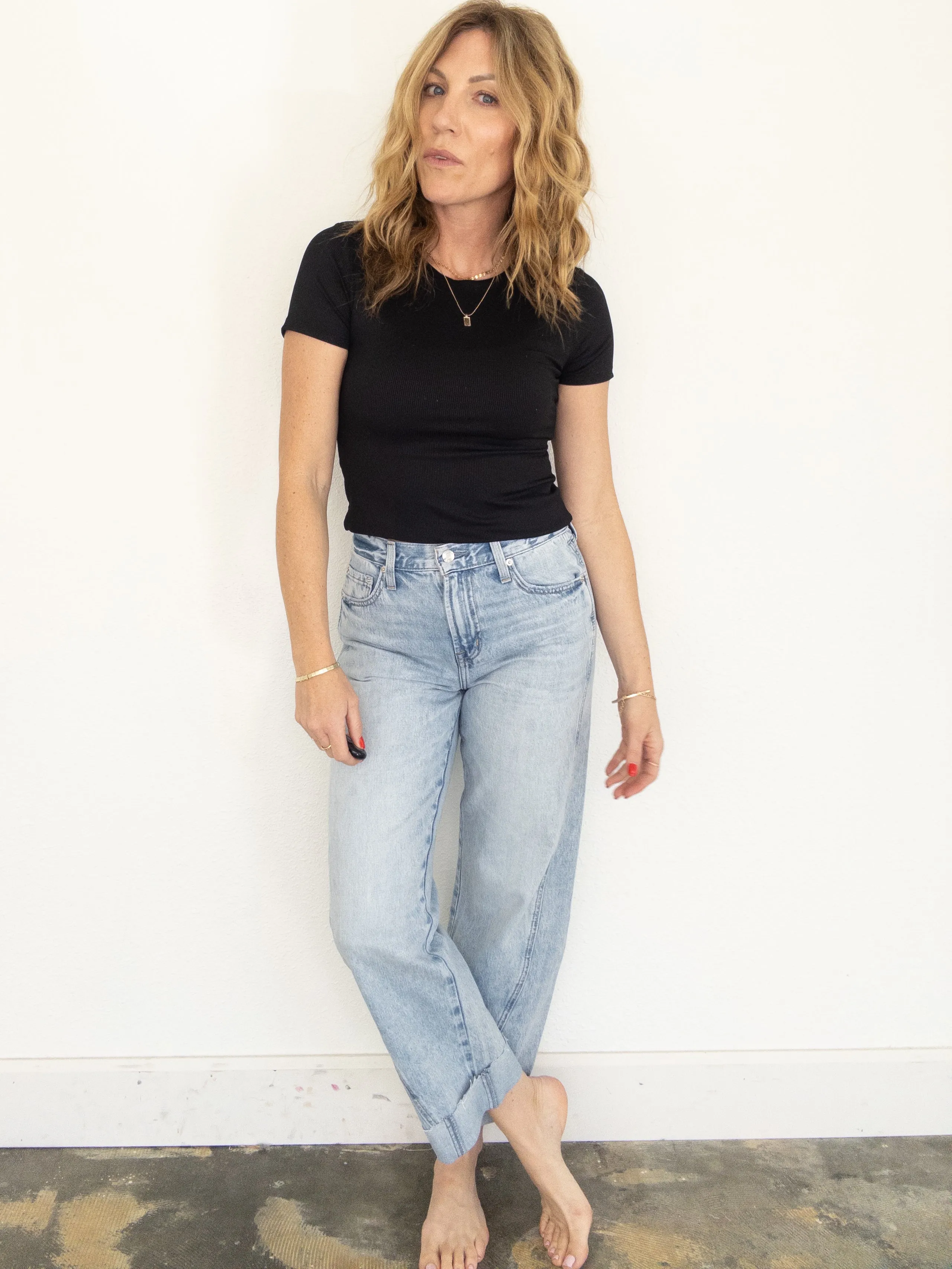 Pistola Kacey Mid Rise Cuffed Straight Jean