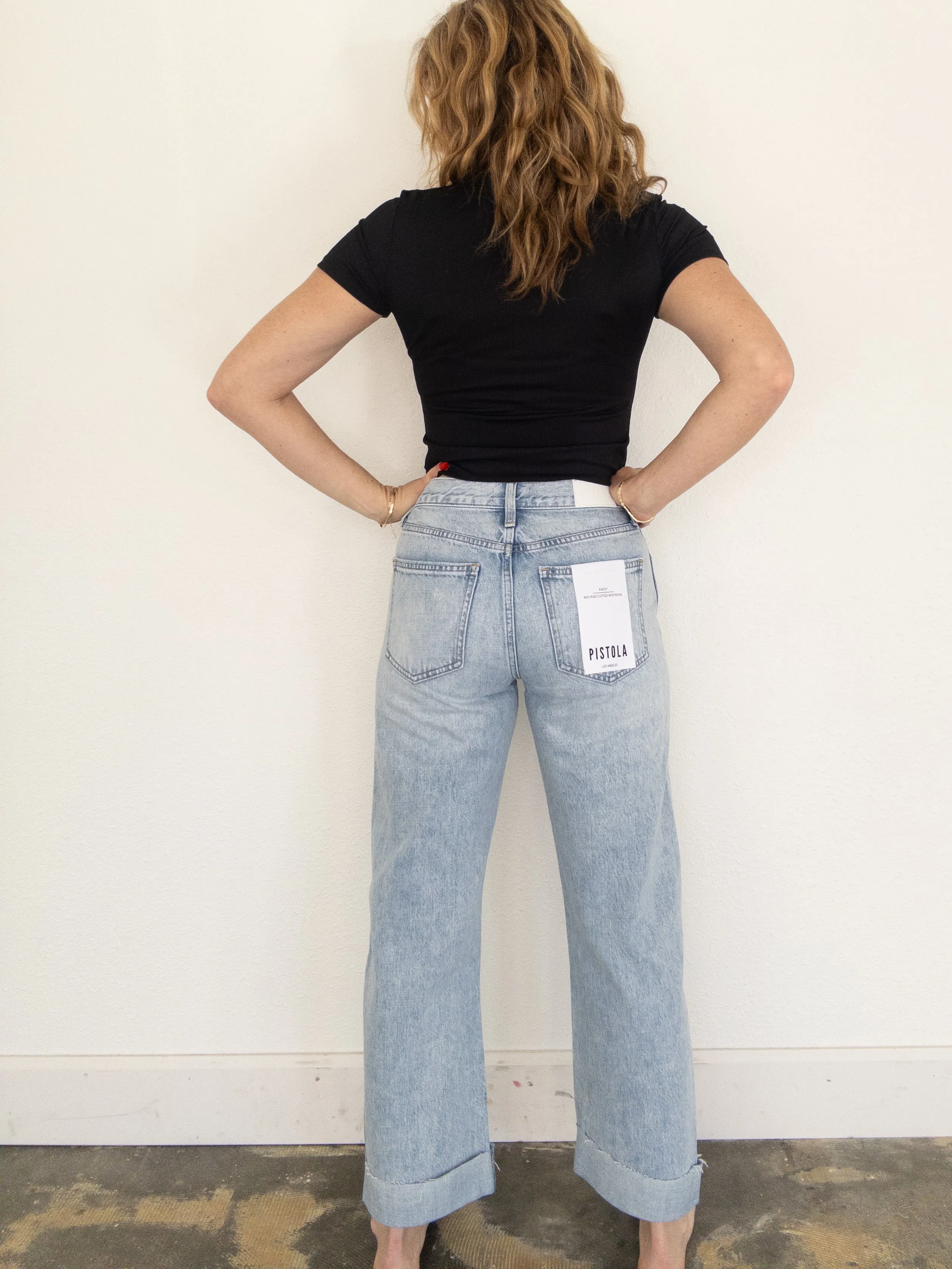 Pistola Kacey Mid Rise Cuffed Straight Jean