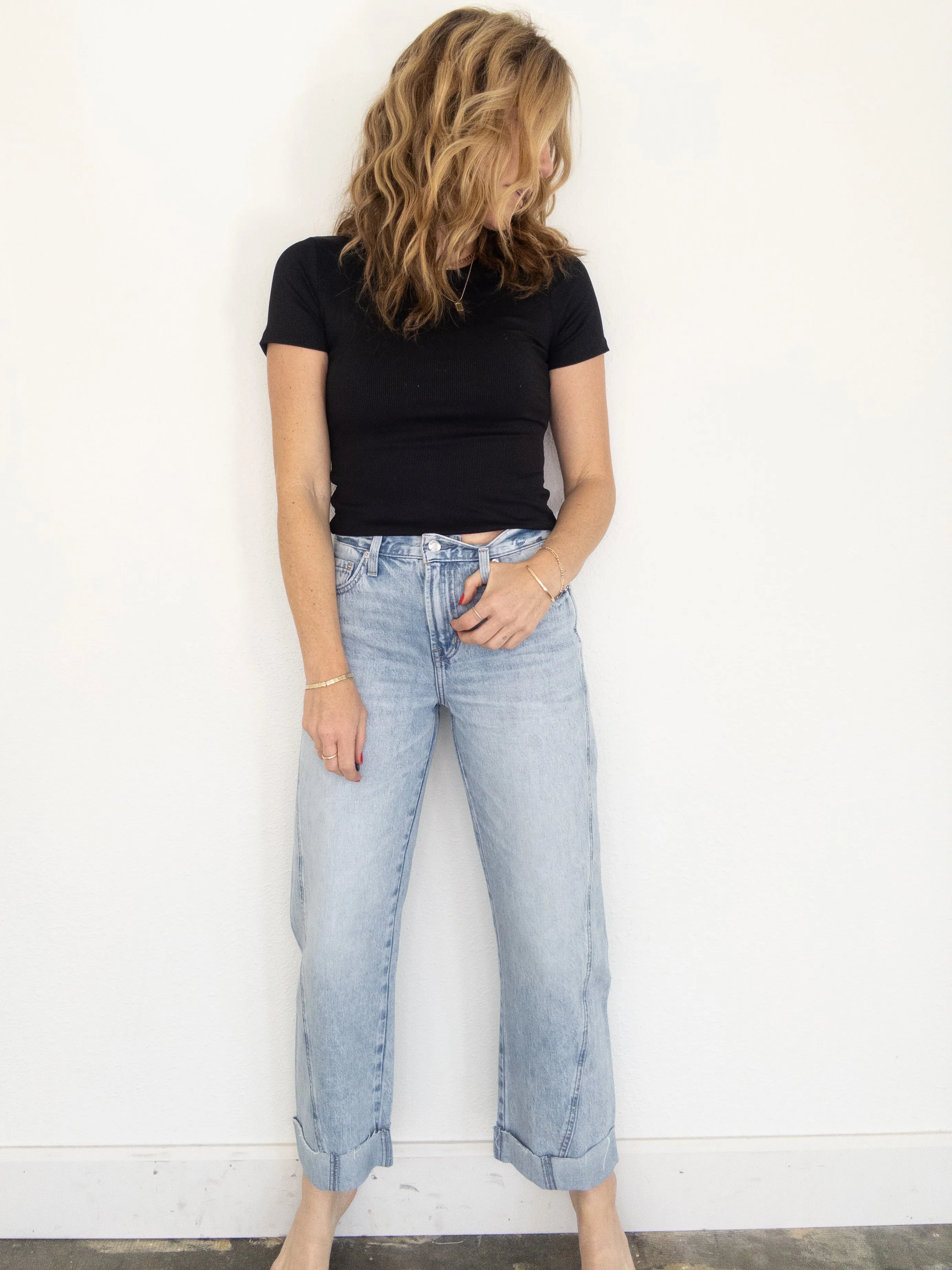 Pistola Kacey Mid Rise Cuffed Straight Jean