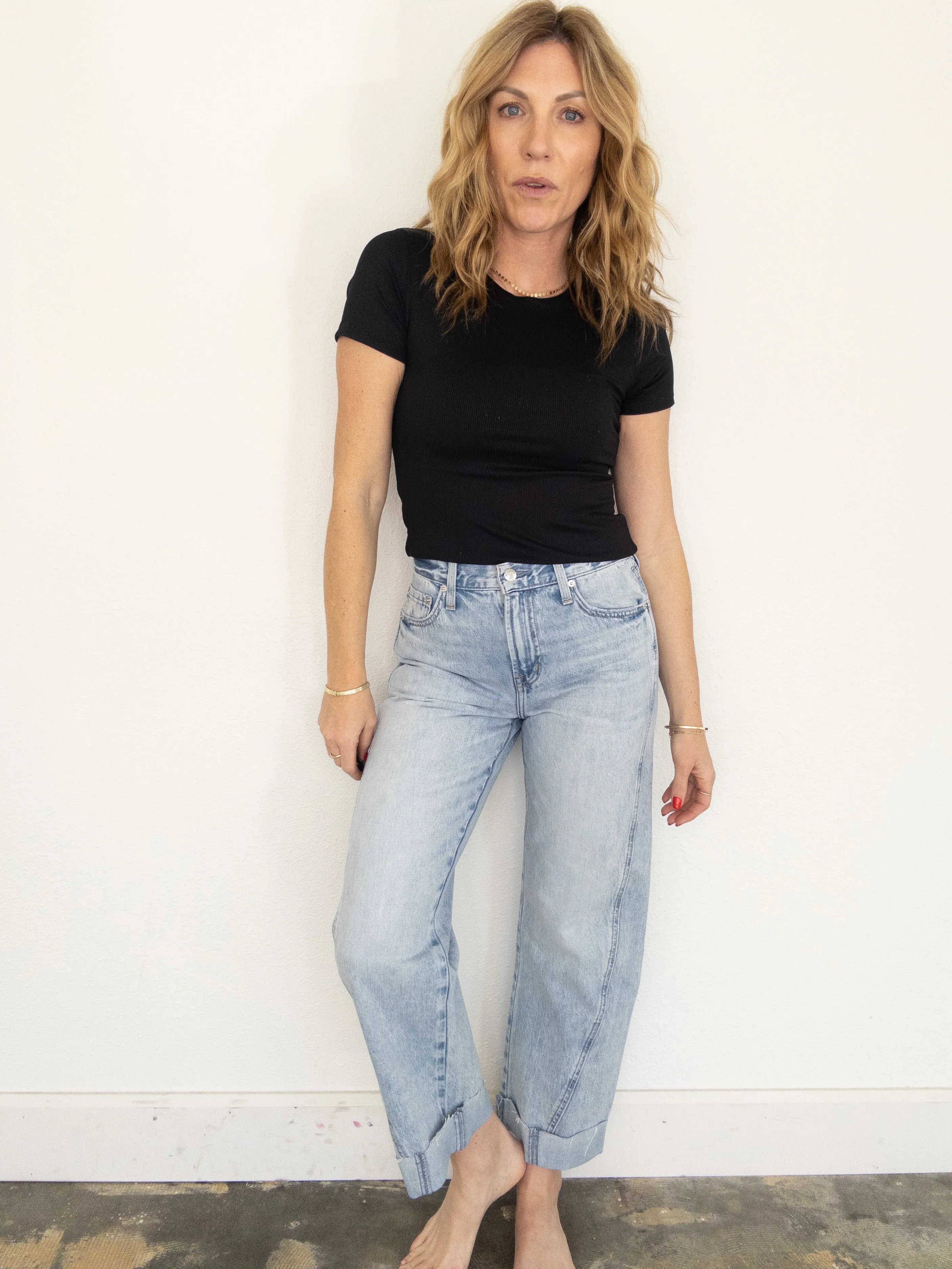 Pistola Kacey Mid Rise Cuffed Straight Jean