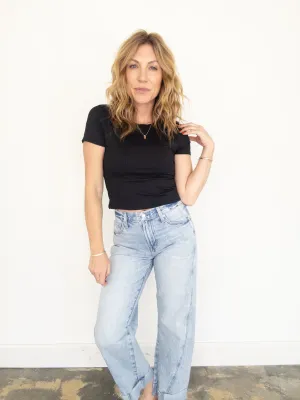 Pistola Kacey Mid Rise Cuffed Straight Jean