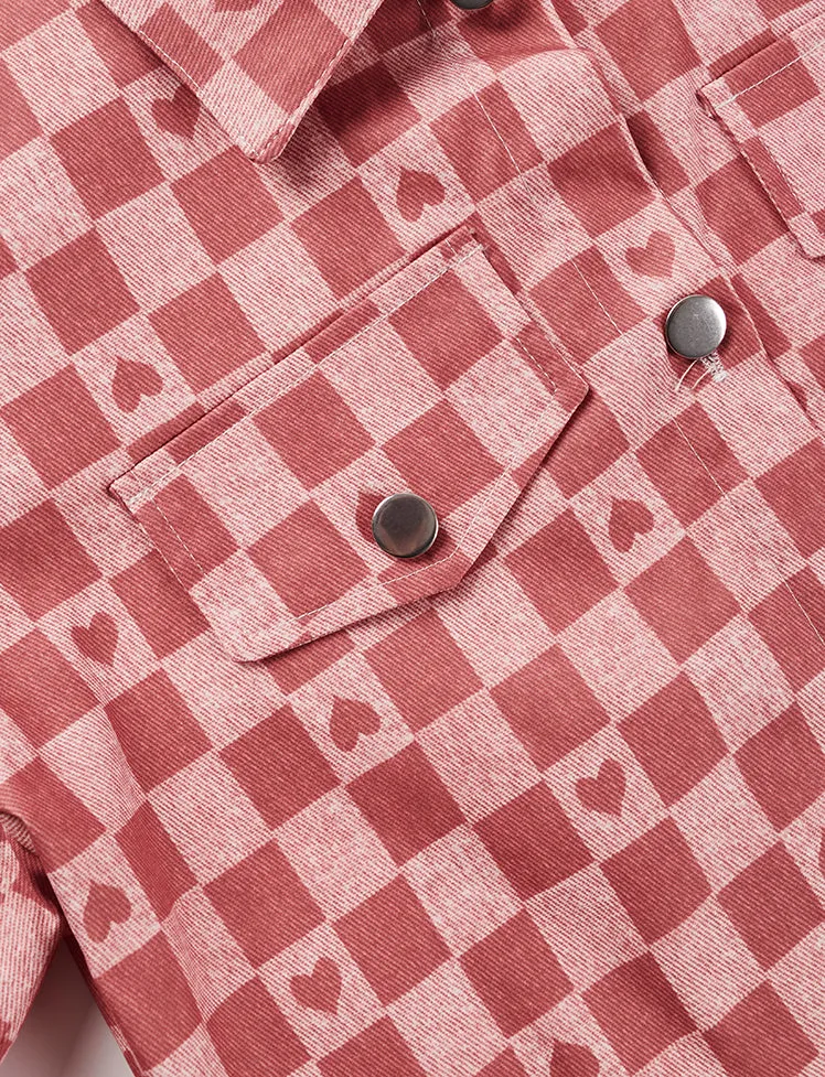 Plaid Heart Top & Skirt Set