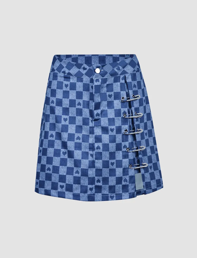 Plaid Heart Top & Skirt Set