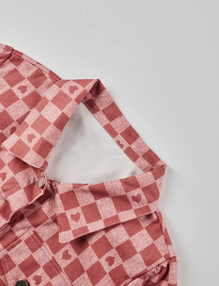 Plaid Heart Top & Skirt Set