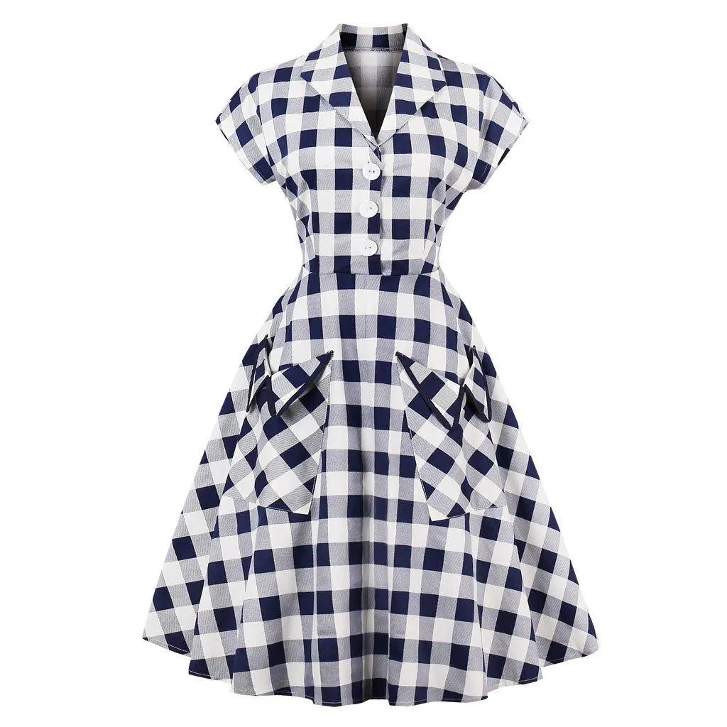 Plus Sizes Plaid Midi Length Dresses