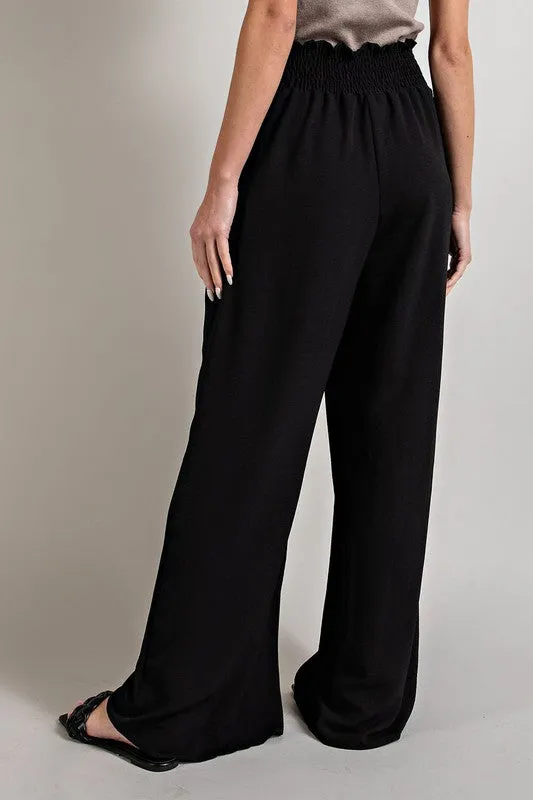 PLUS SMOCKED WIDE LEG PANTS