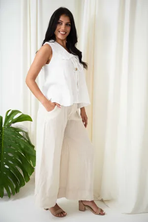 Polly Wide Leg Pant | Beige