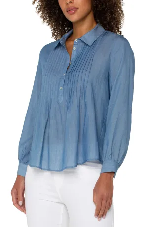 Popover Woven Long-Sleeve Blouse