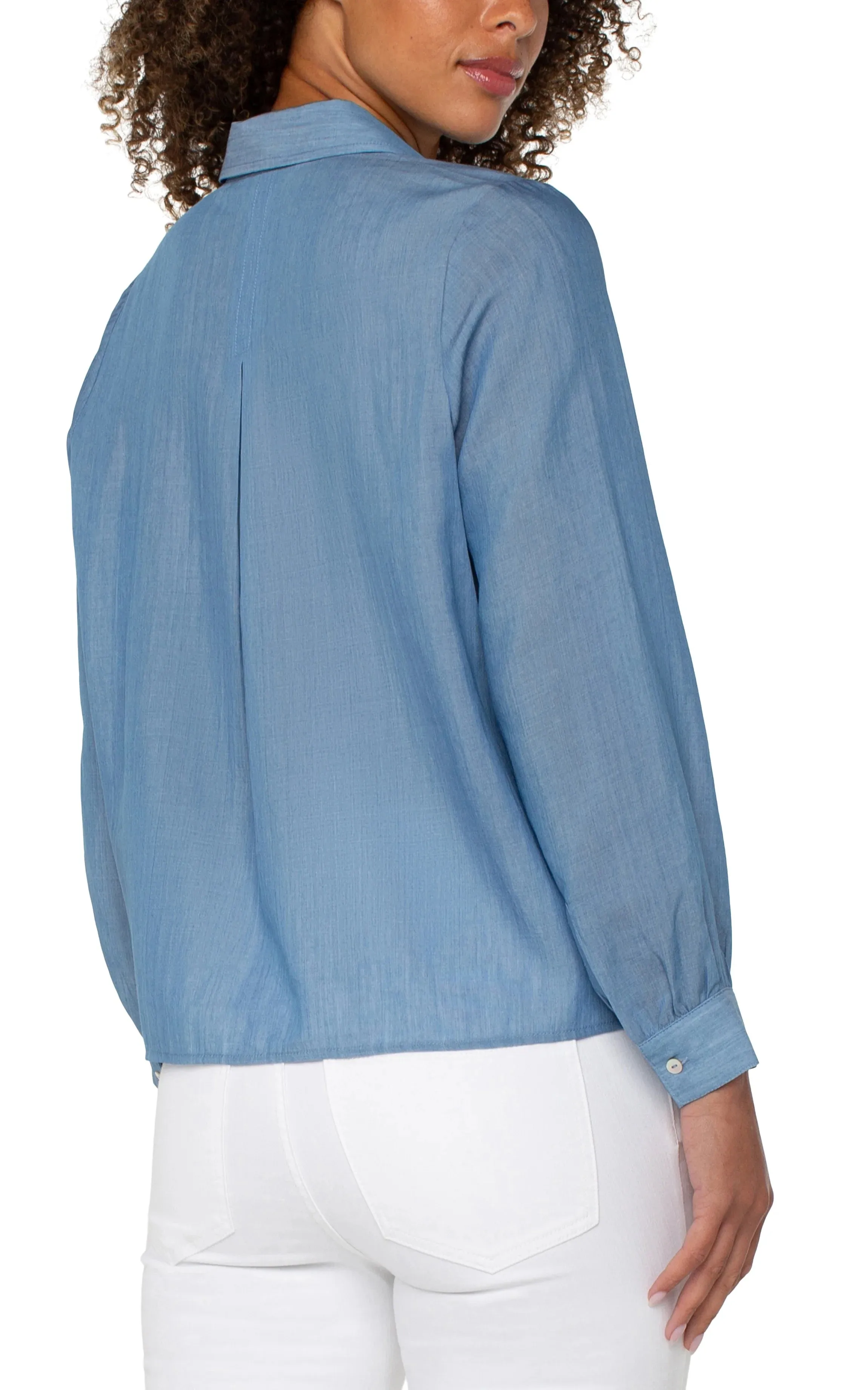 Popover Woven Long-Sleeve Blouse