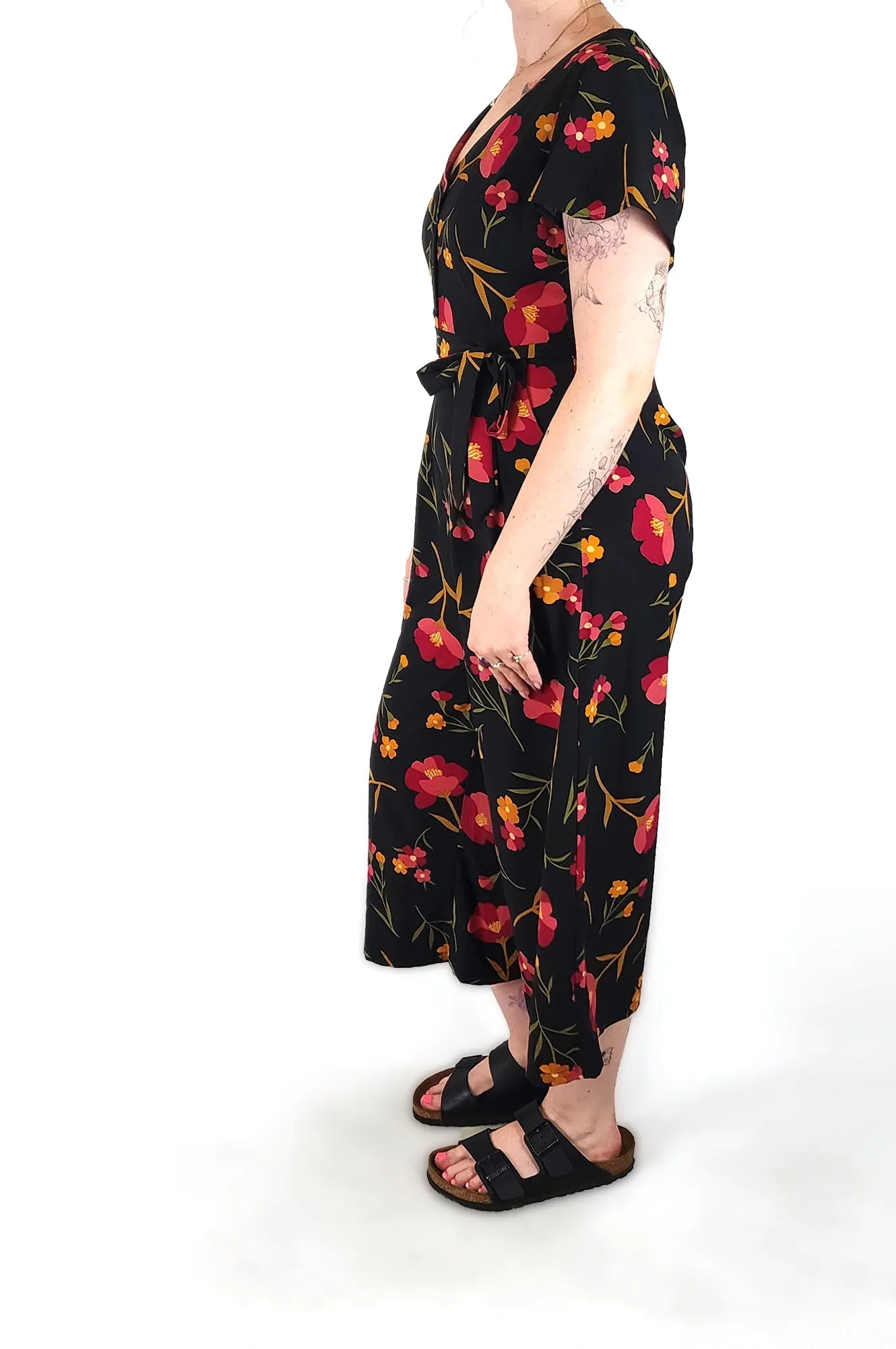 Princess Highway black floral jumpsuit size 12