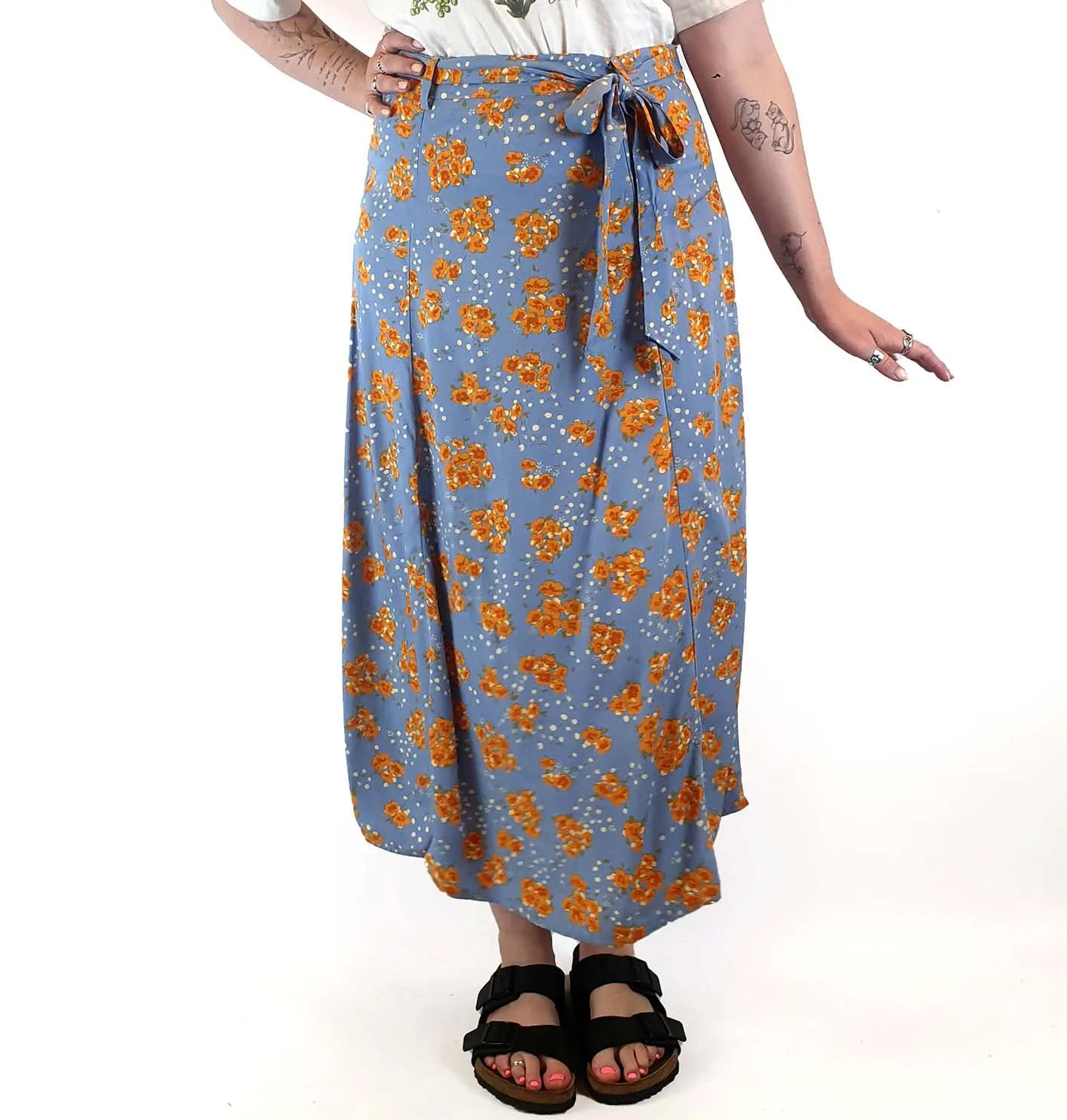 Princess Highway blue floral skirt size 14 (best fits 12-small 14)