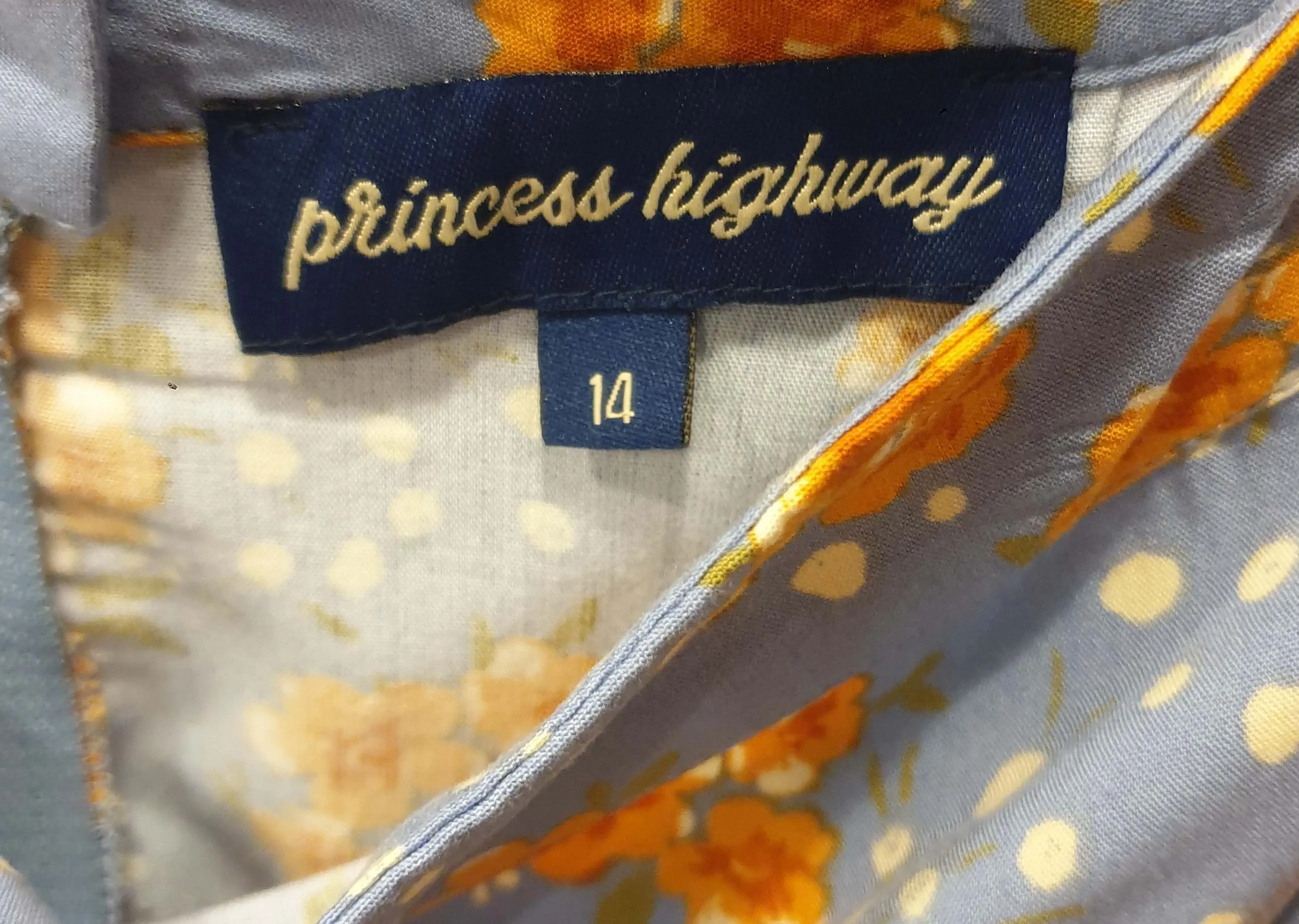 Princess Highway blue floral skirt size 14 (best fits 12-small 14)