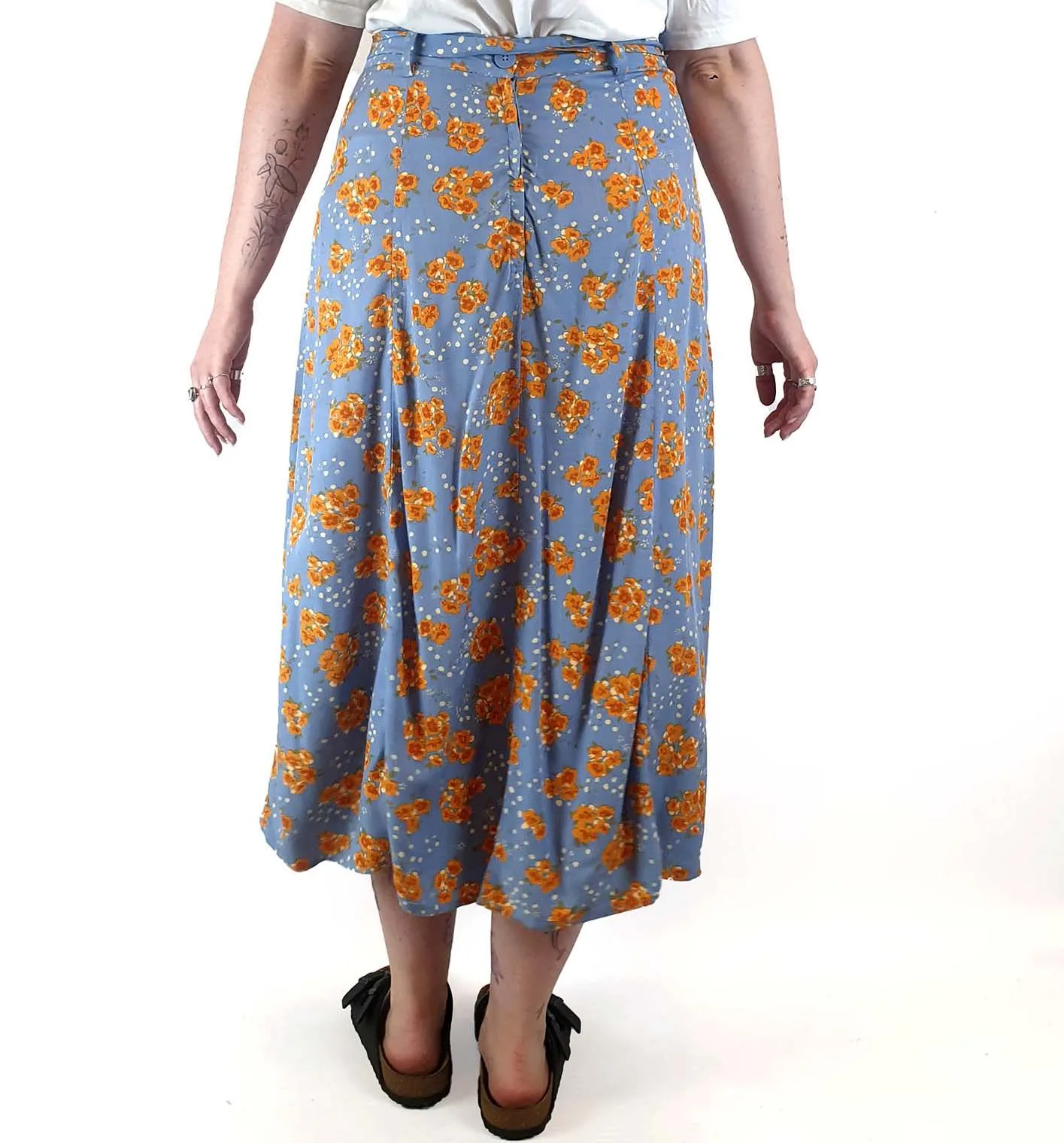 Princess Highway blue floral skirt size 14 (best fits 12-small 14)