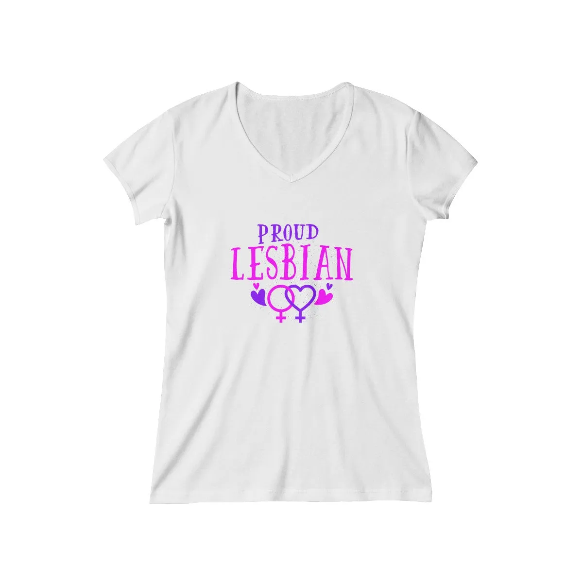PROUD LESBIAN <br>baby rib short sleeve <br>V-neck tee