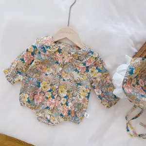 Pure Cotton Peter Pan Collar Romper With Hat Set 6M-18M